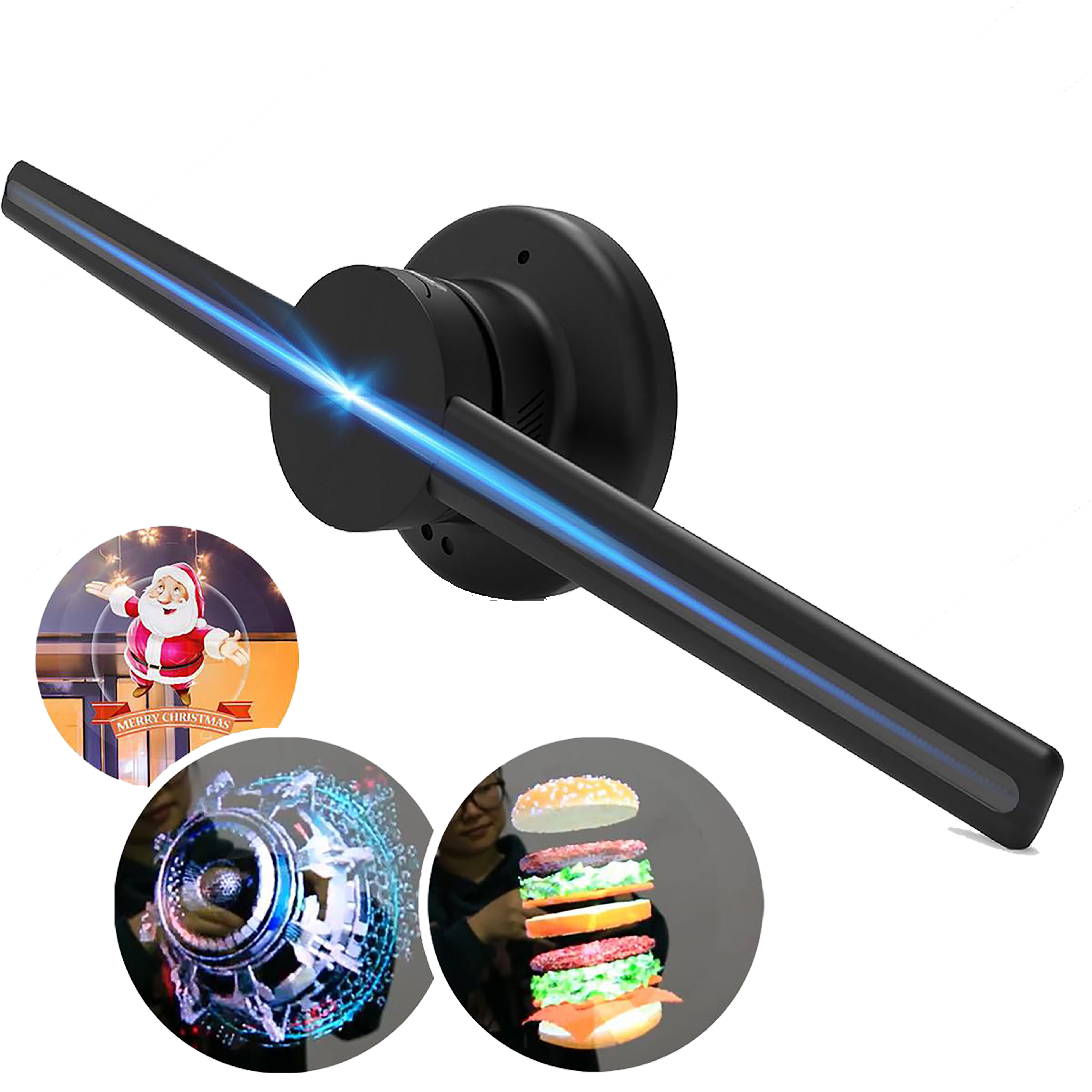 TREND 150cm Holographic Advertising Fan – 3D LED Display with Bluetooth Audio, High Resolution, and Remote Control – Perfect for Retail & Events, Sleek Black Design
