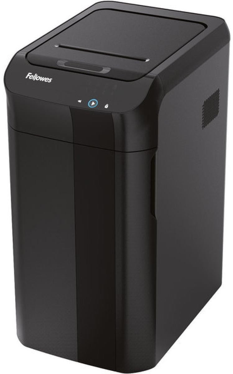 Fellowes AutoMax™ 350C Cross-Cut Paper Shredder – Black – 350-Sheet Auto Feed, 12-Sheet Manual Feed, P-4 Security Level, 68L Bin, SilentShred™, SmartLock™