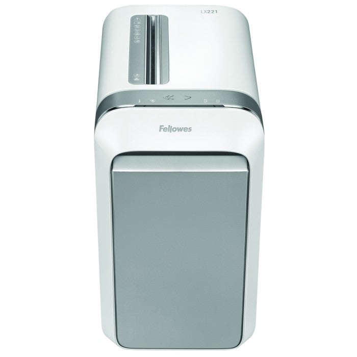 Fellowes LX221 20-Sheet Micro-Cut Paper Shredder – White, Heavy-Duty, P-5 Security, Safe Sense® Technology, 30L Pull-Out Bin, Quiet Office Shredder with Auto-Start & Reverse