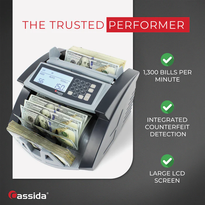 Cassida 5520 UVMG Multi-Currency Money Counting Machine With UV & MG Counterfeit Detection