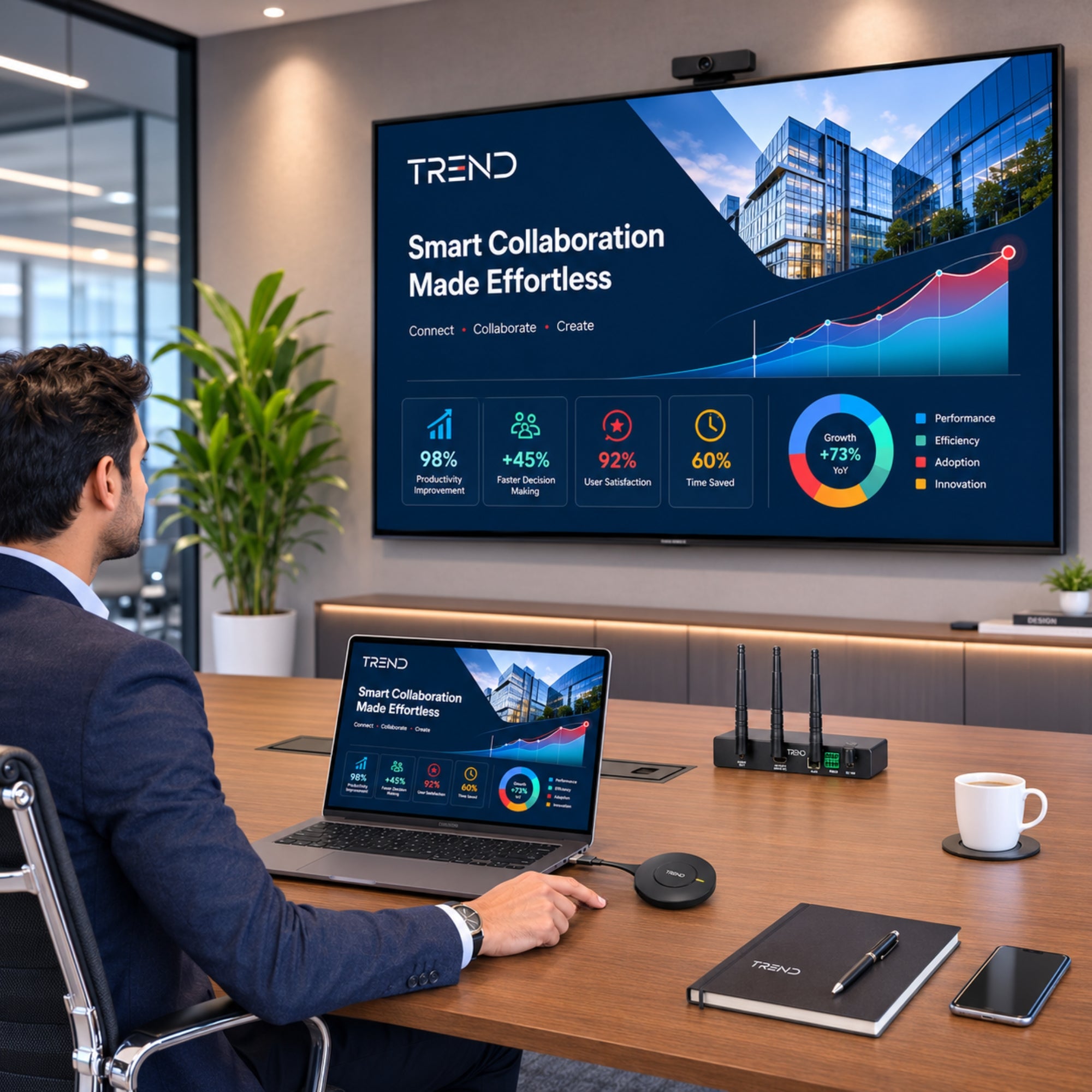 TREND TR-MEA100PRO Wireless Conferencing BYOM System | 4K Wireless Presentation & 9-Screen Collaboration Solution