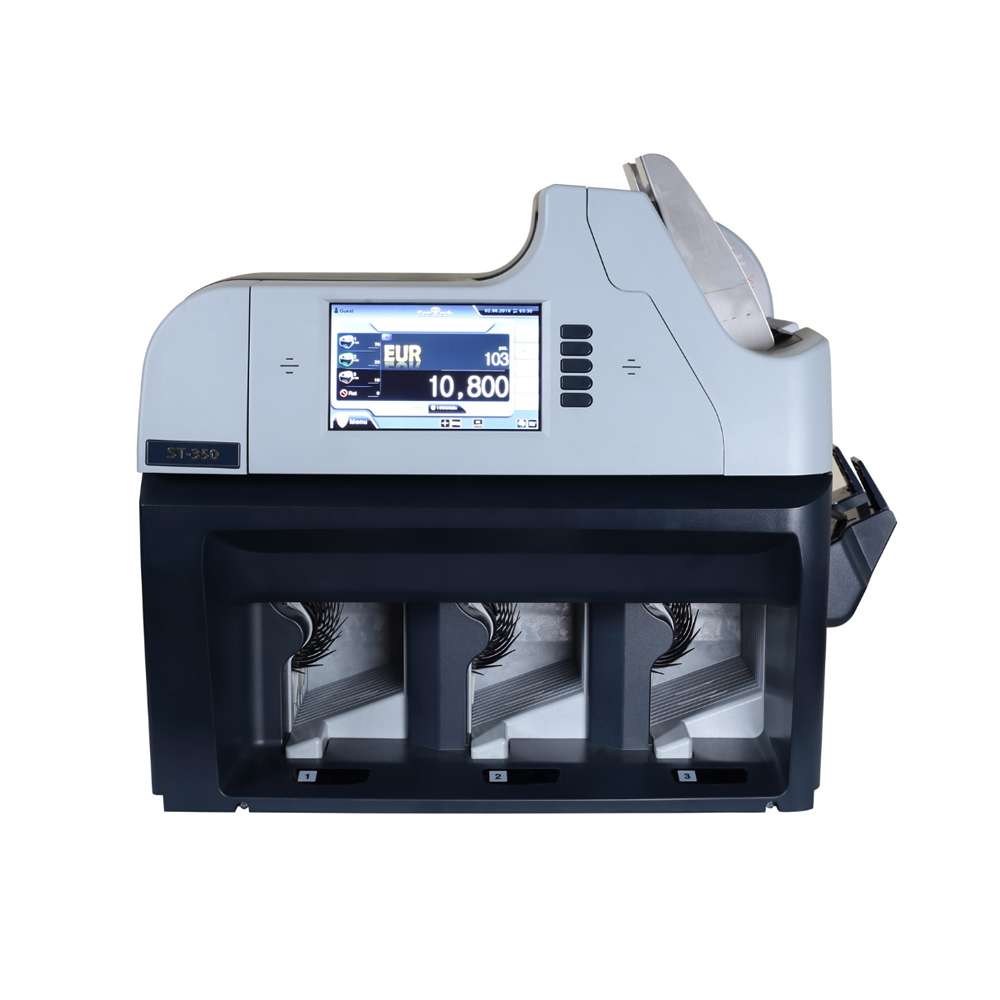 Hitachi ST-350N Currency Sorter Machine – 3 Pocket Banknote Counter, Full Line Image Sensor, High-Speed Cash Sorting for Banks & Businesses