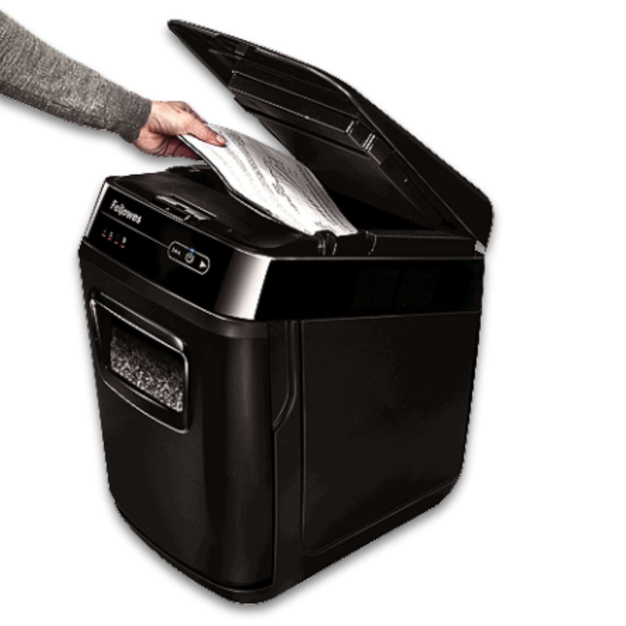 كسارة ورق Fellowes AutoMax™ 200M التجارية – تغذية تلقائية، قص متقاطع، سعة 10 ورقات يدوياً/200 ورقة تلقائياً، فائقة الهدوء، موفرة للطاقة للاستخدام المكتبي