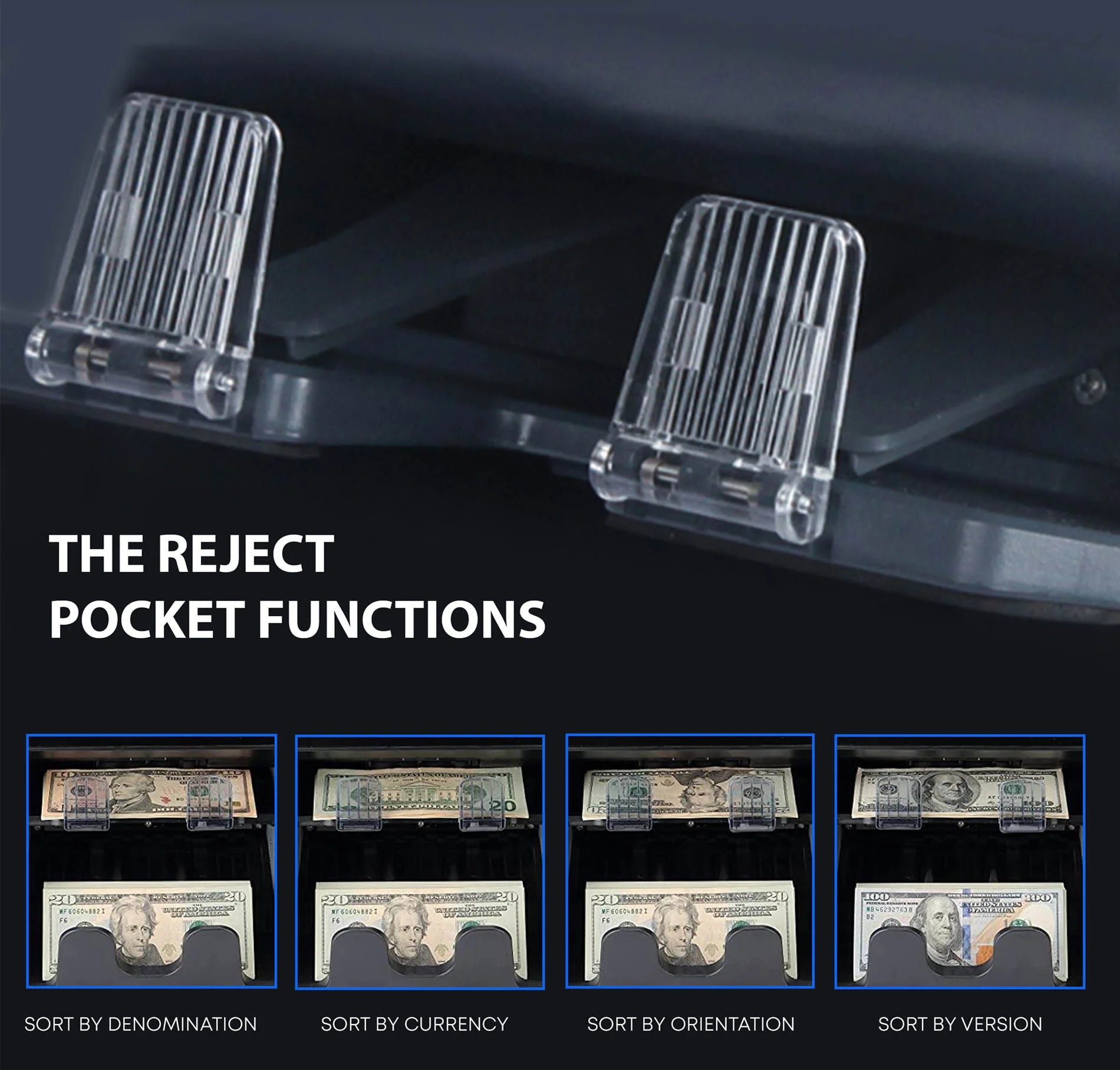 Ribao BCS-160 2-Pocket Mixed Denomination Banknote Sorter With Dual CIS Counterfeit Detection & Serial Number Recognition