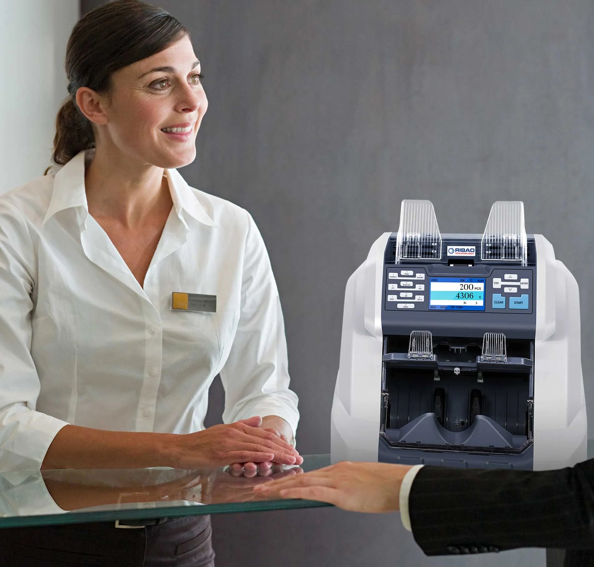 Ribao BCS-160 2-Pocket Mixed Denomination Banknote Sorter With Dual CIS Counterfeit Detection & Serial Number Recognition