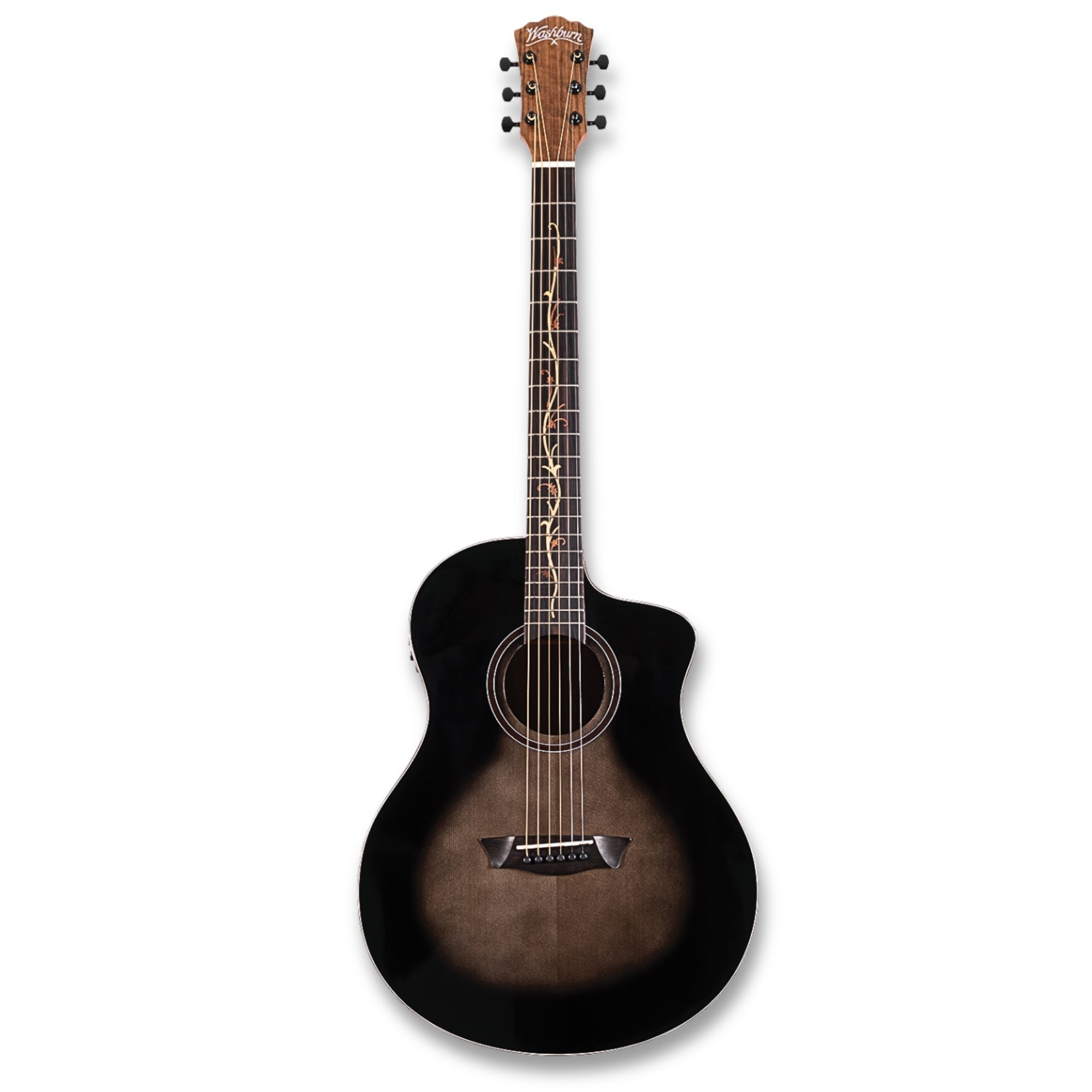 Washburn BTS9VCECH-D Bella Tono Suprema Studio 6-String with Barcus-Berry LX4 Preamp Electro-Acoustic Guitar – Gloss Charcoal Burst