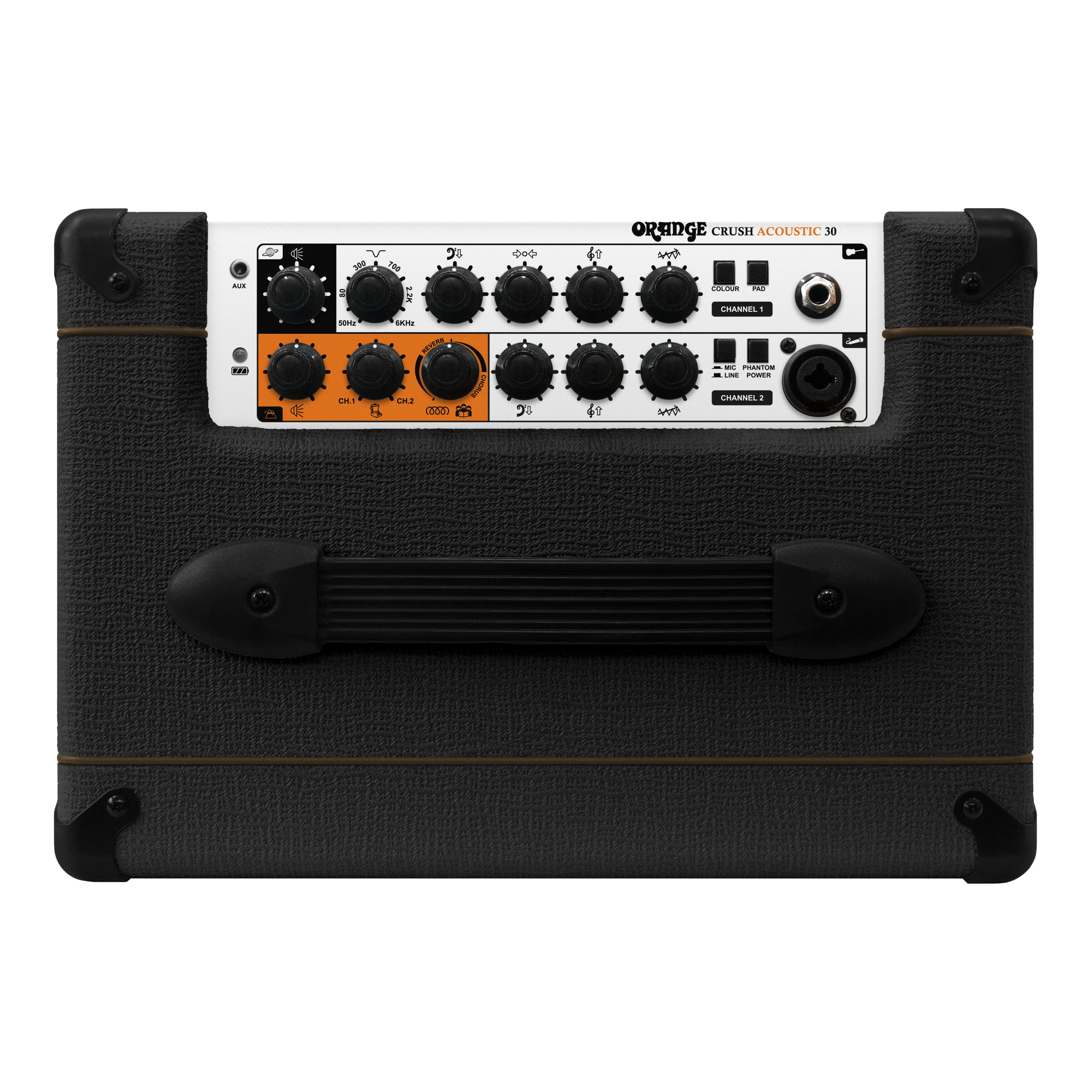 Orange Crush Acoustic 30 30W Portable Amp With Chorus, Reverb & Battery Power Acoustic Guitar & Vocal Amplifier Combo - Black