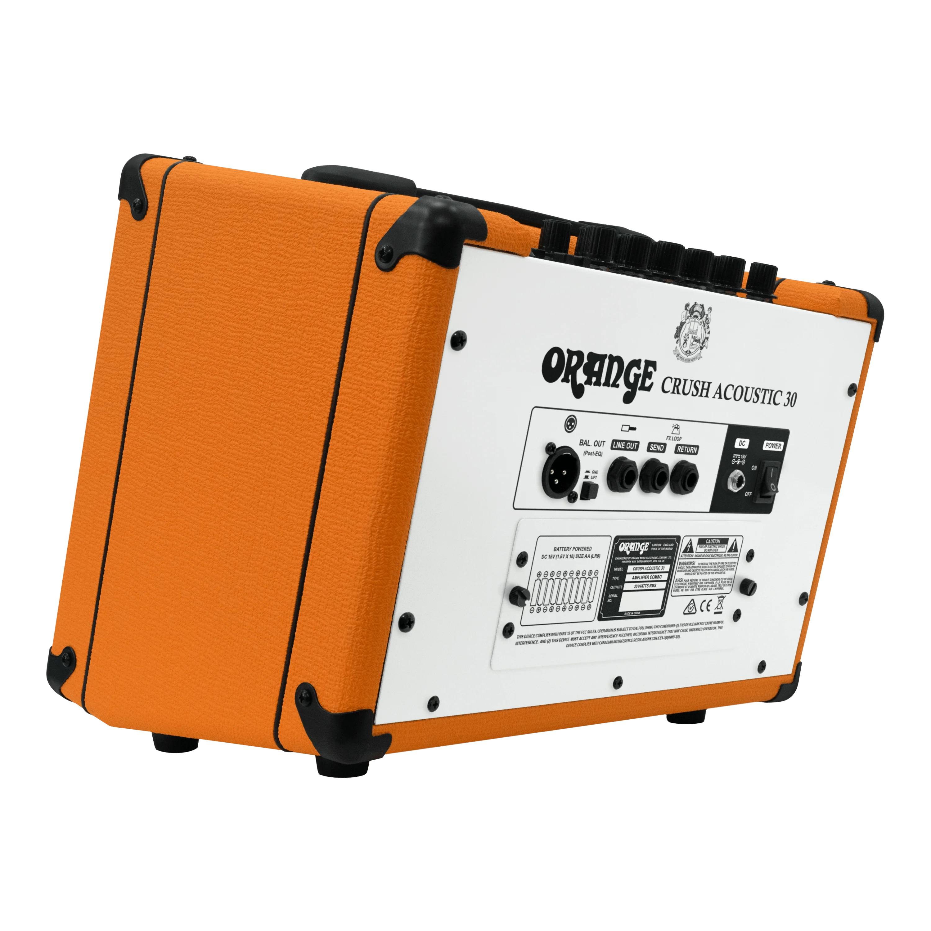 Orange Crush Acoustic 30 30W Portable Amp With Chorus, Reverb & Battery Power Acoustic Guitar & Vocal Amplifier Combo - Orange