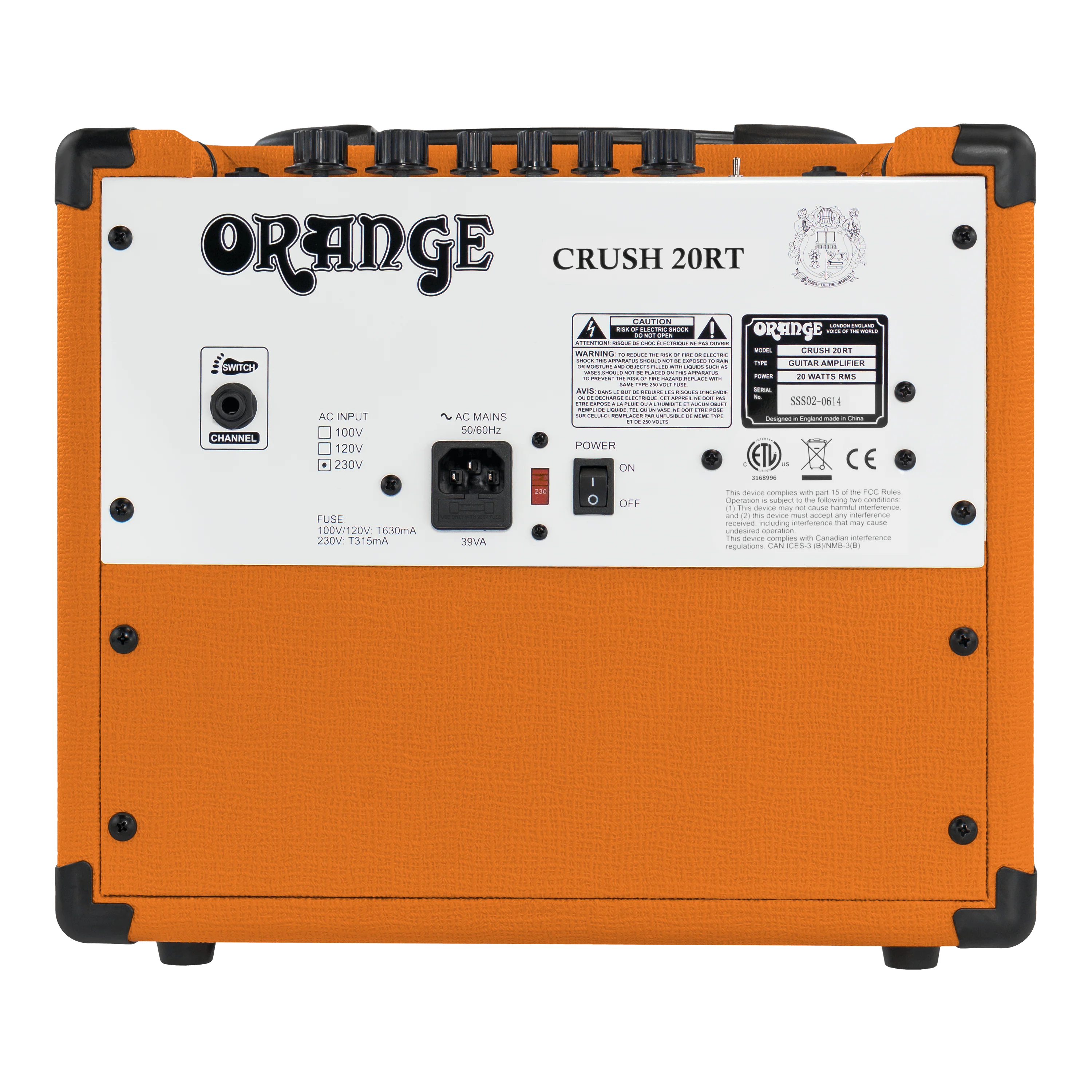 Orange Crush 20RT 20W Analogue With Reverb, Chromatic Tuner & CabSim Headphone Output Guitar Combo Amplifier