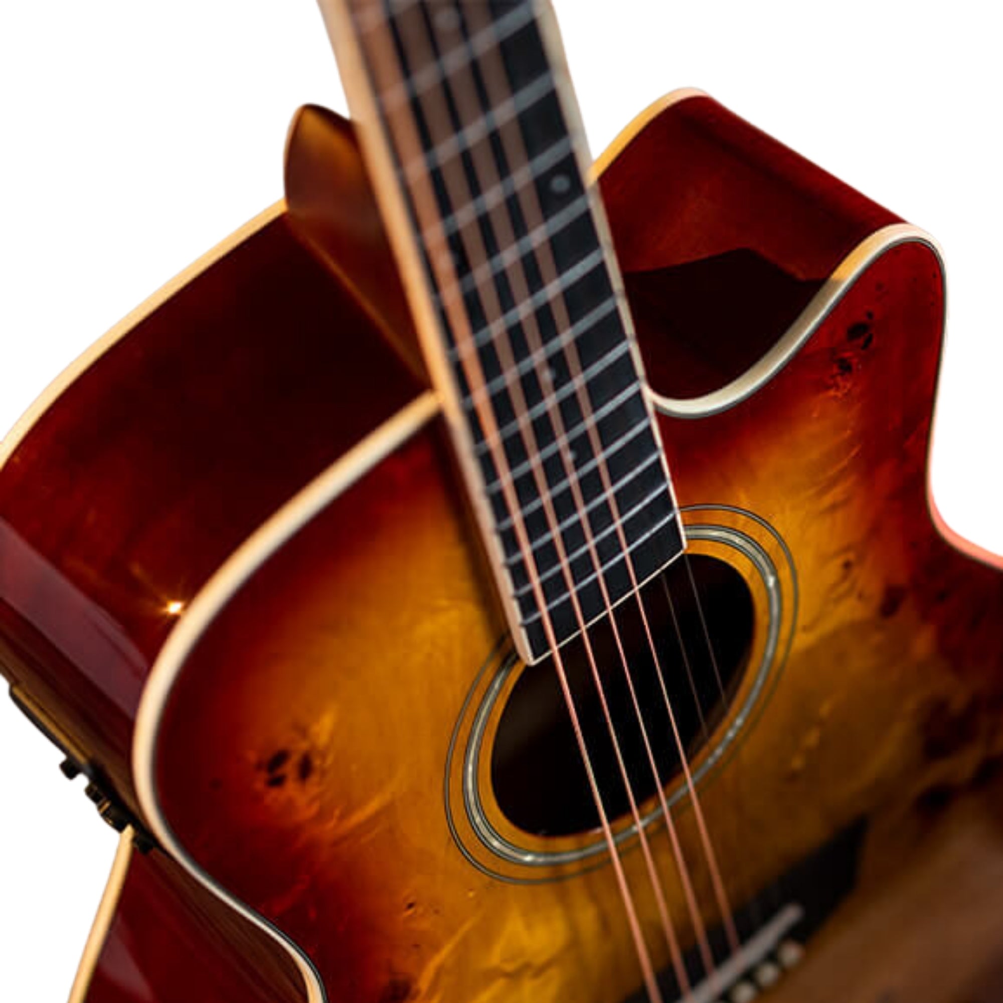 Washburn DFBACEA-U Deep Forest Burl ACE Grand Auditorium 6-String with Barcus Berry Active Electronics & Tuner Electro-Acoustic Guitar – Amber Fade