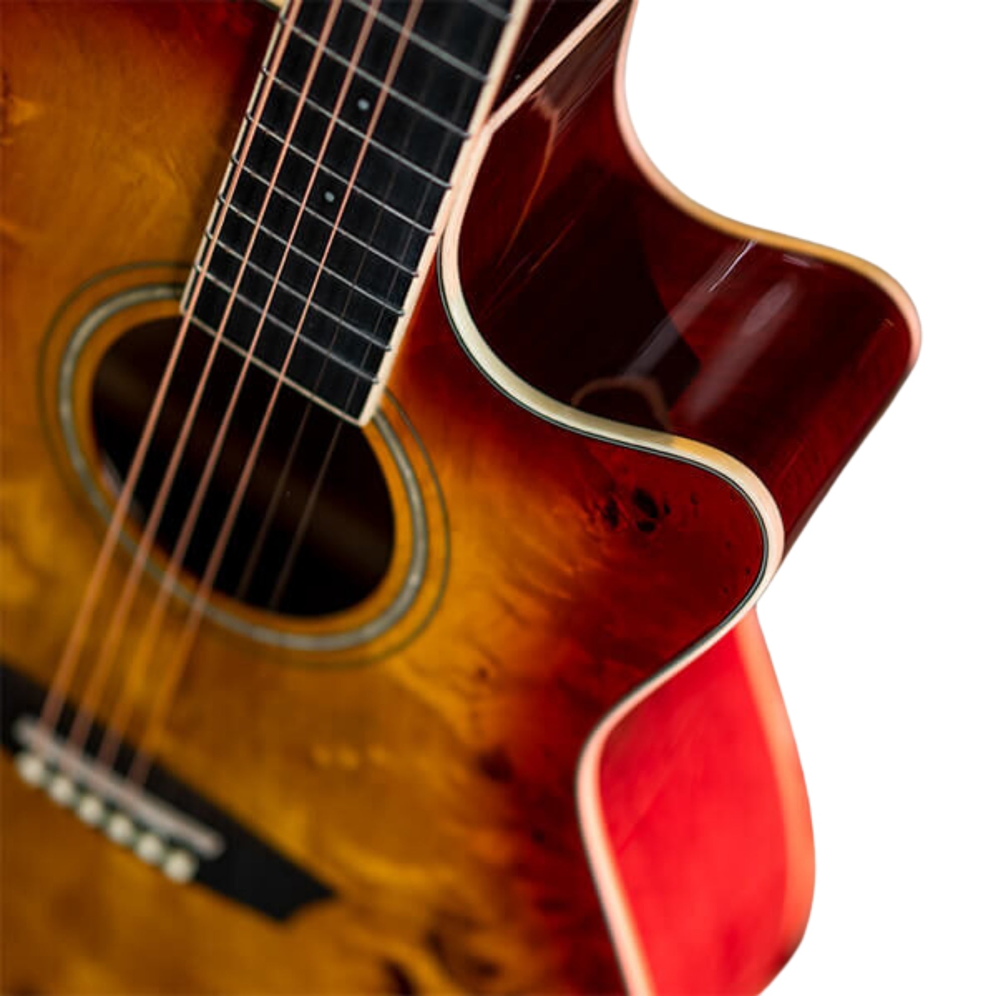 Washburn DFBACEA-U Deep Forest Burl ACE Grand Auditorium 6-String with Barcus Berry Active Electronics & Tuner Electro-Acoustic Guitar – Amber Fade