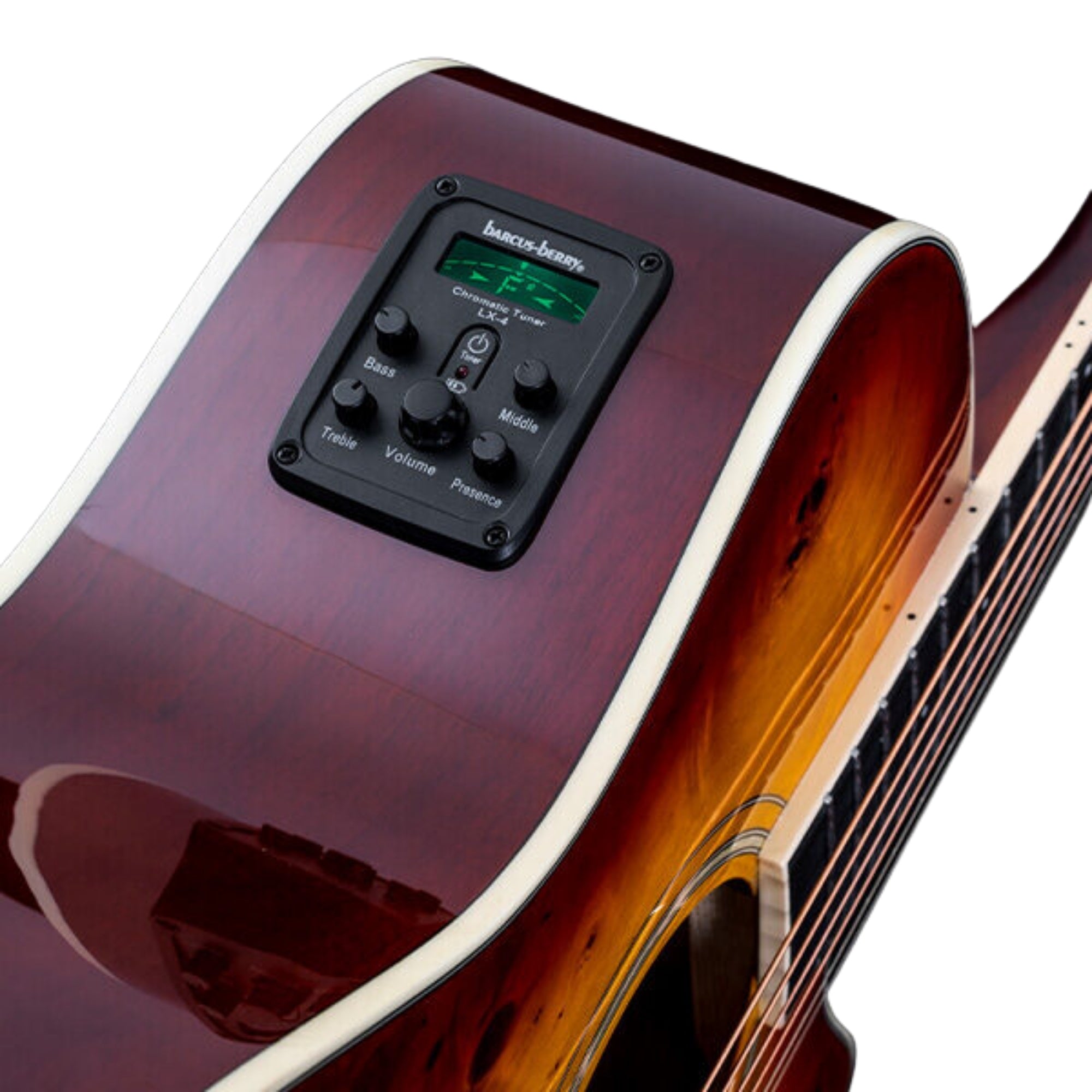 Washburn DFBACEA-U Deep Forest Burl ACE Grand Auditorium 6-String with Barcus Berry Active Electronics & Tuner Electro-Acoustic Guitar – Amber Fade