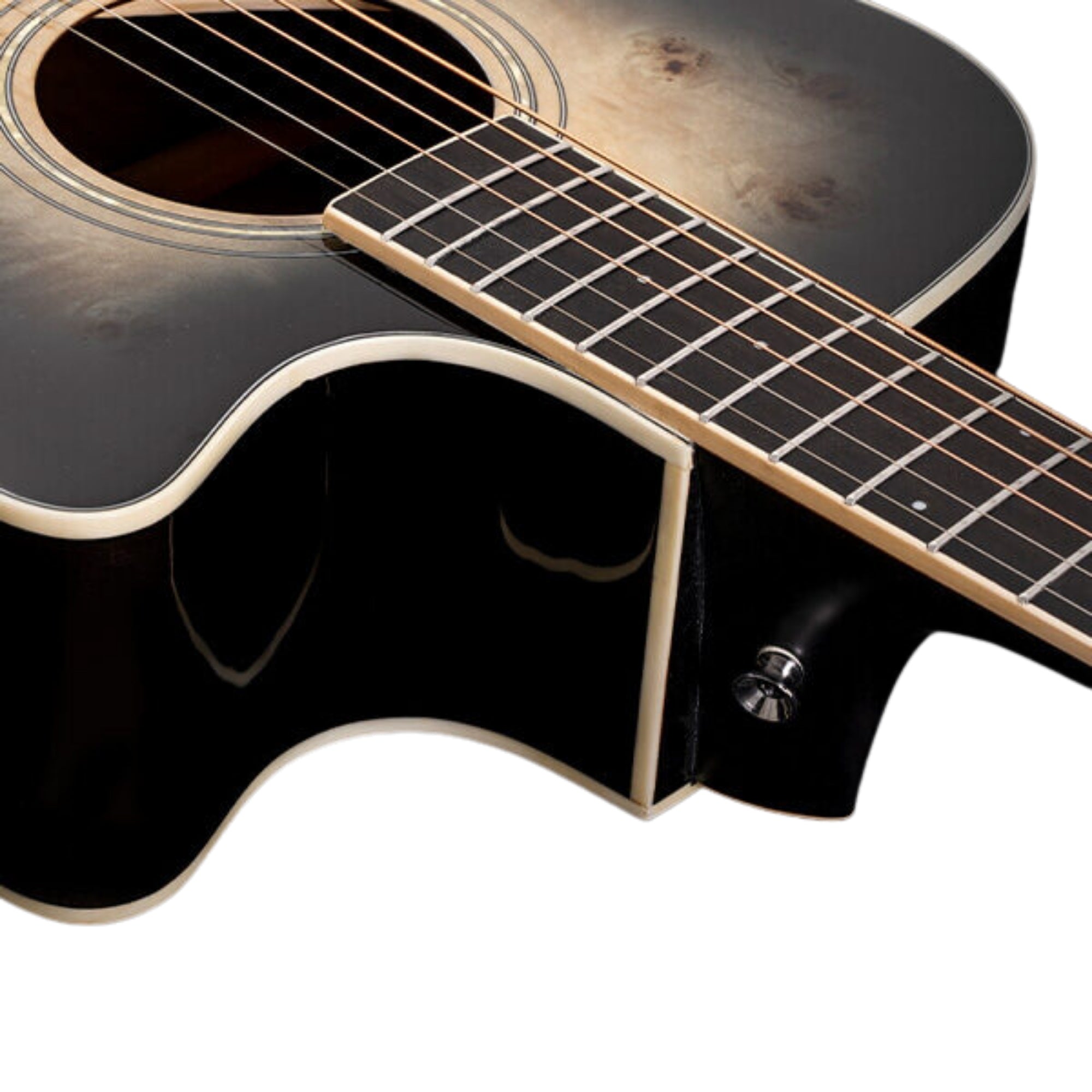 Washburn DFBACEB-U Deep Forest Burl ACE Grand Auditorium 6-String with Barcus Berry Active Electronics & Built-in Tuner Electro-Acoustic Guitar – Black Fade