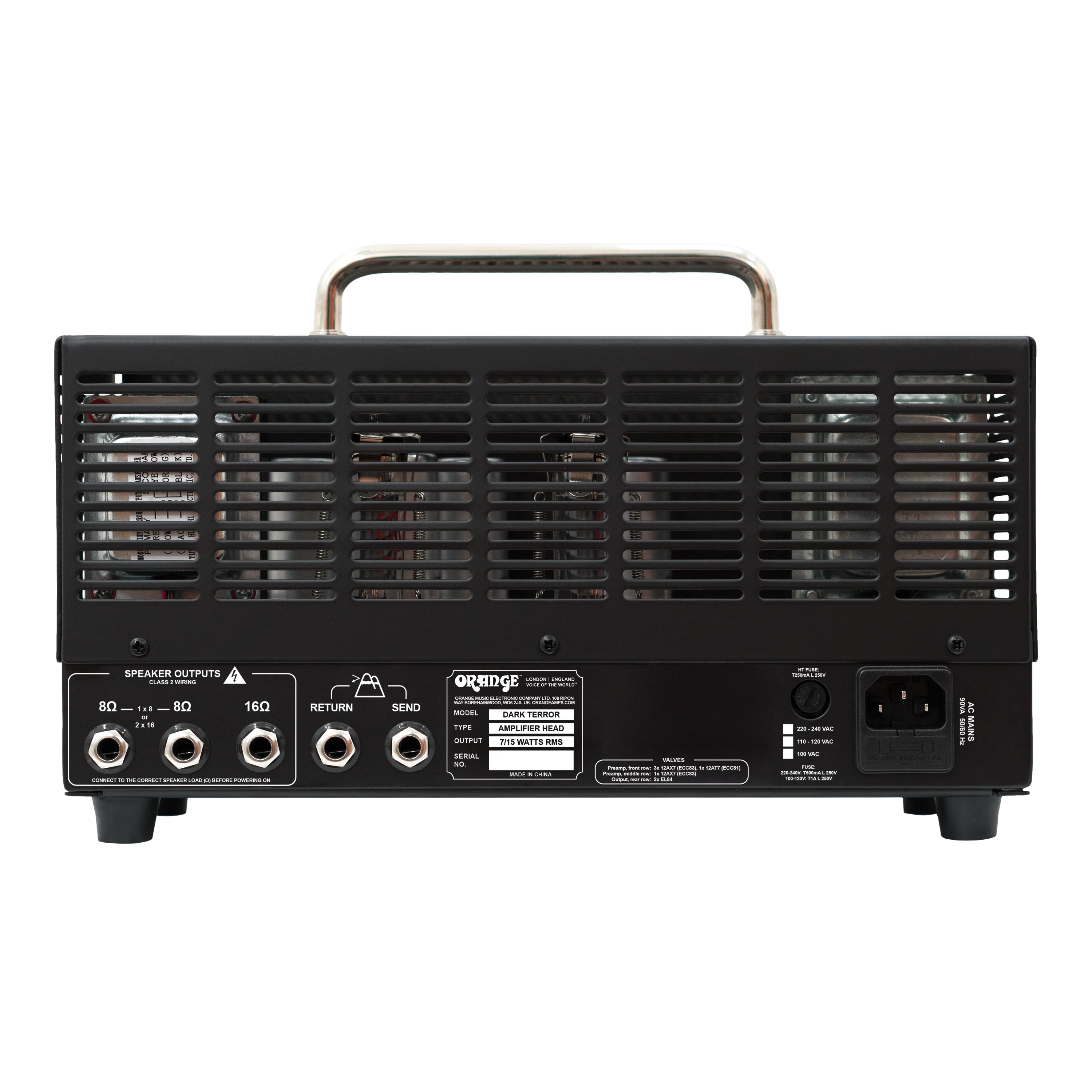 Orange Dark Terror 15W High-Gain Tube Valve With FX Loop, Shape Control & Switchable 15W/7W Output Guitar Head Amplifier