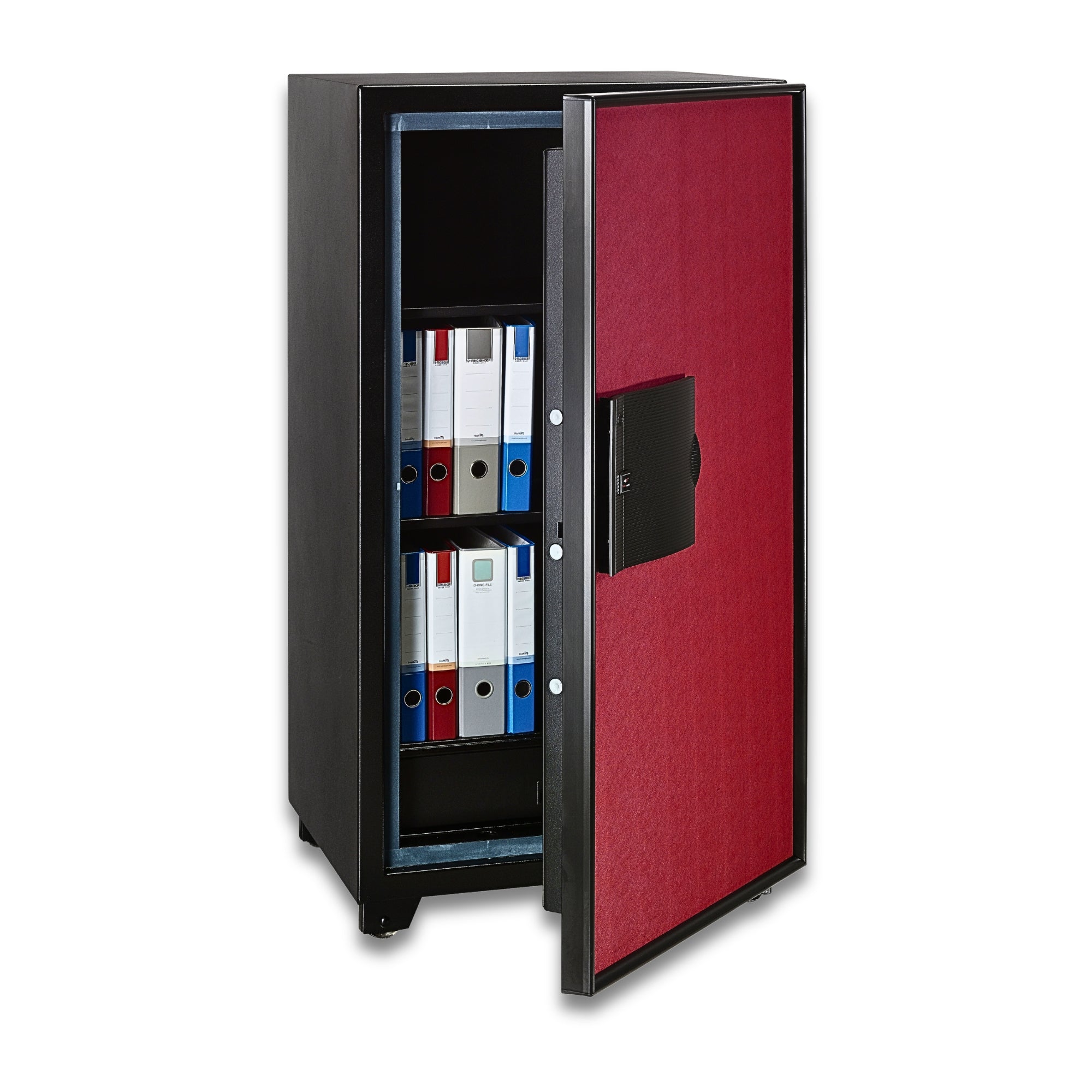 Eagle Safes EGE-100 Digital + Keylock + Fingerprint Fire Resistant Security Safe - (Black/Red)