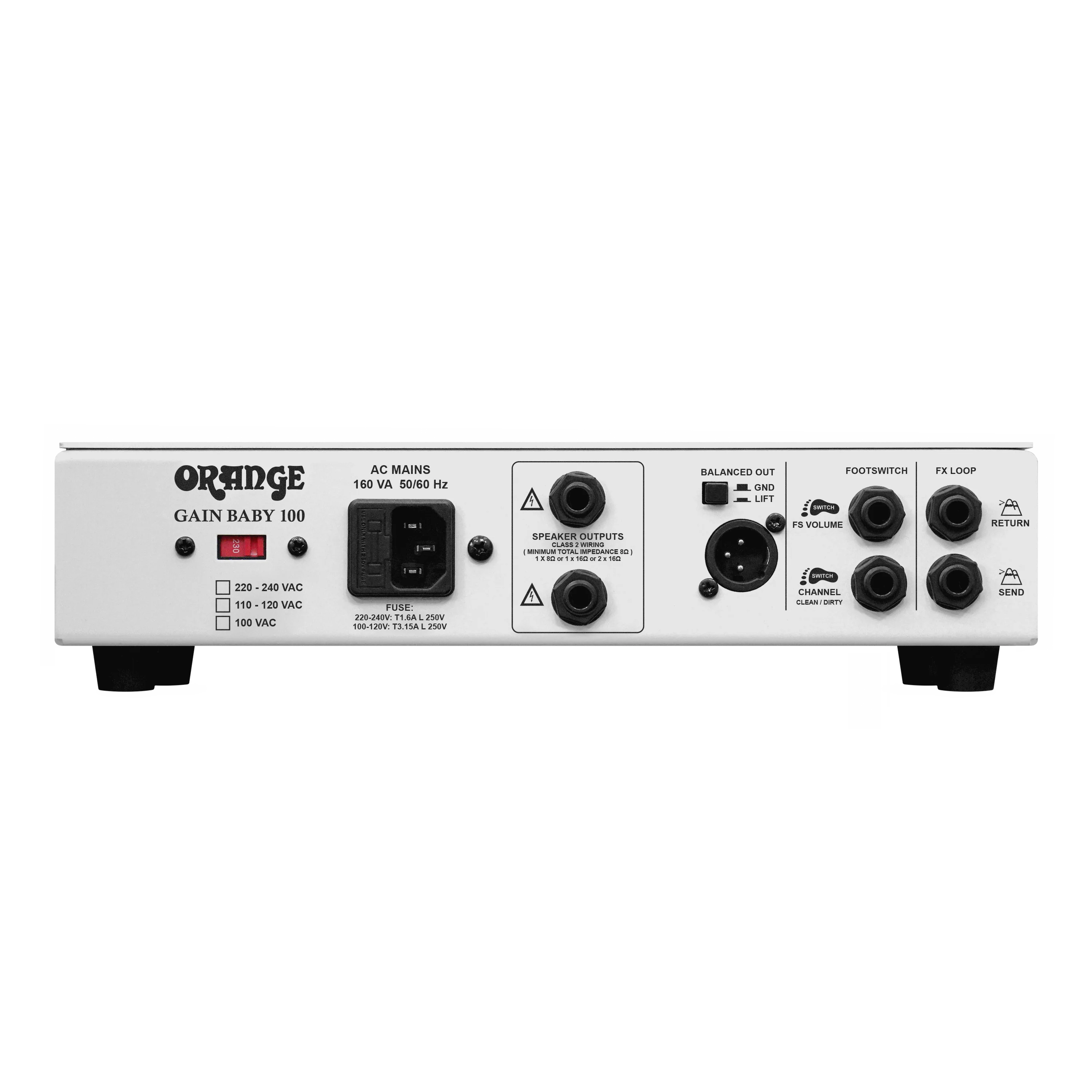 Orange Gain Baby 100W Twin Channel Solid State With Built-In Compressor, FX Loop & Balanced XLR Out Guitar Head Amplifier