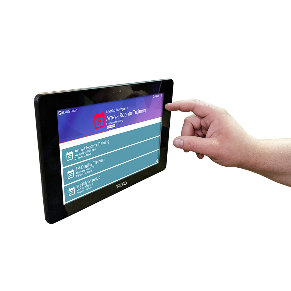 Trend-meeting-room-scheduling-panel-with-touchscreen