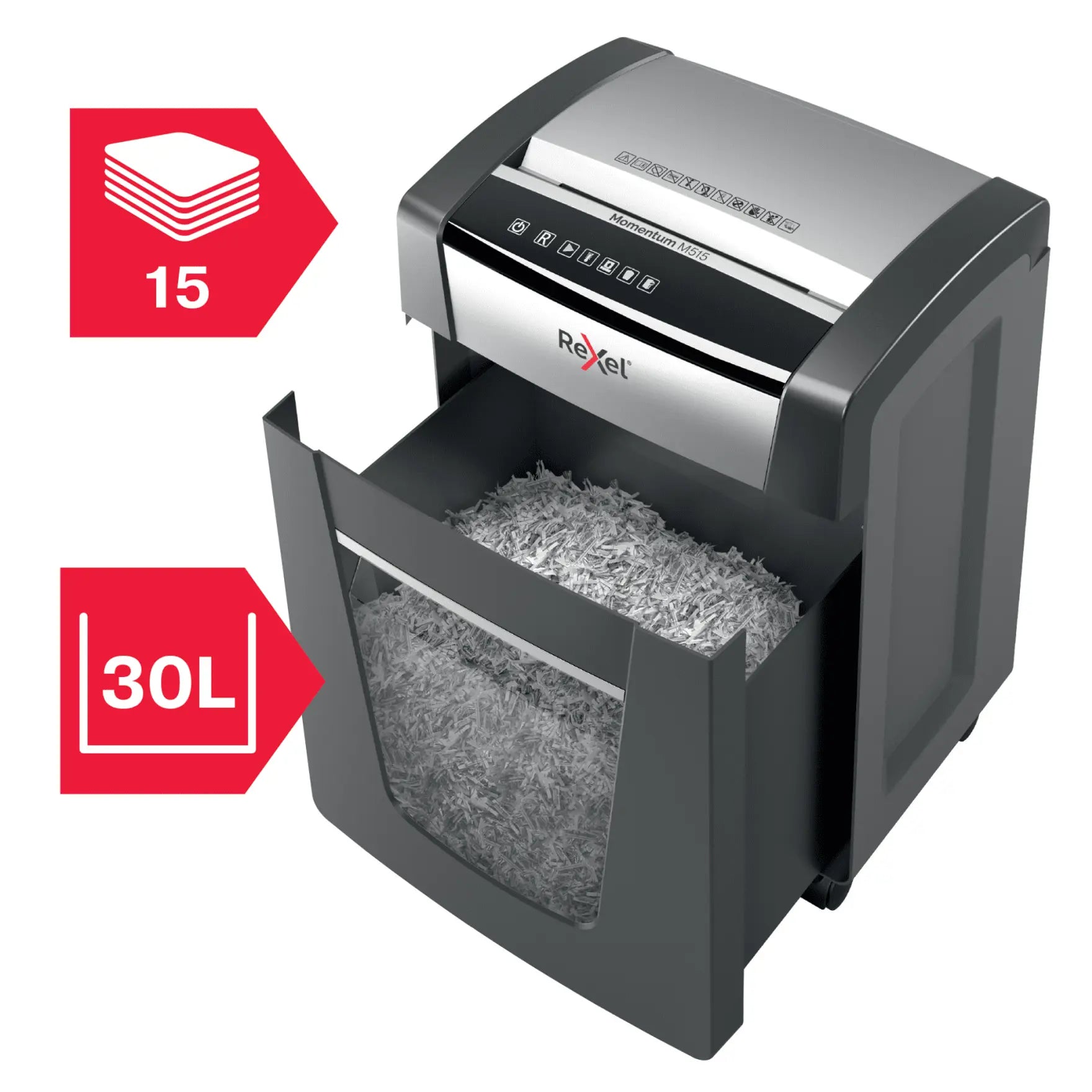 Rexel Momentum M515 Up to 15 Sheets P-5 30L Micro Cut Home & Small Office Paper Shredder