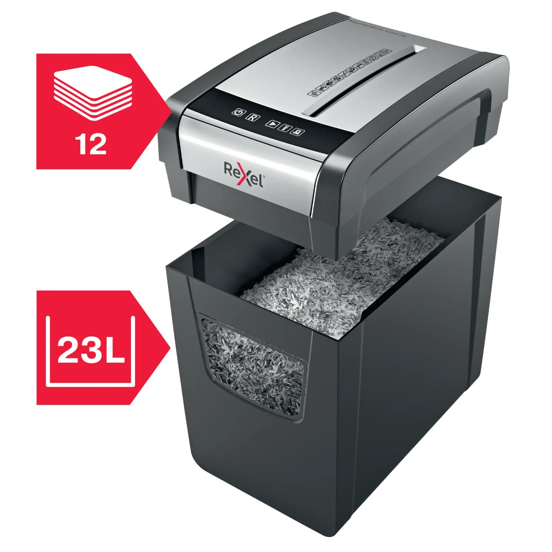 Rexel Momentum X312-SL Up to 12 Sheets P-3 23L Cross Cut Home & Small Office Shredder