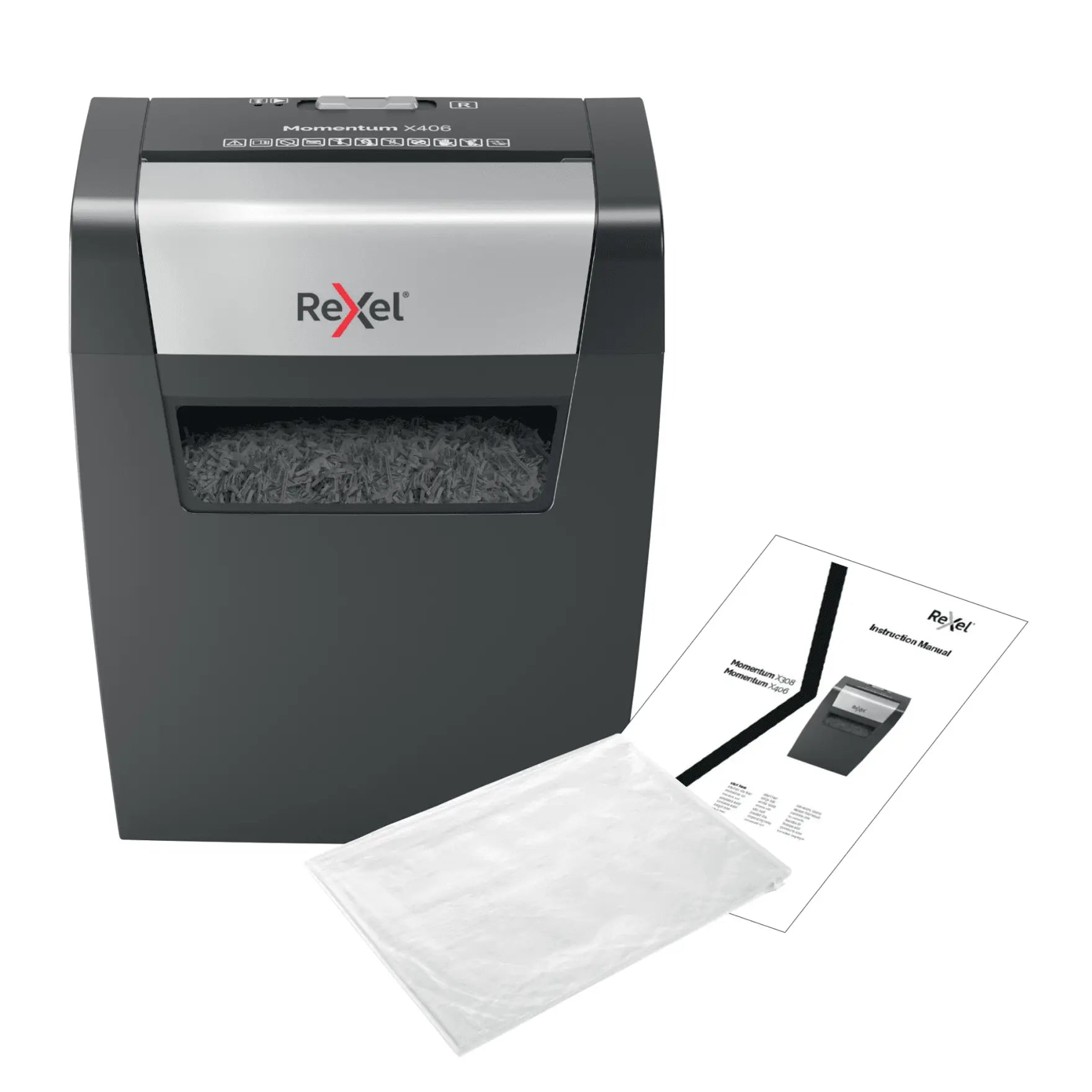 Rexel Momentum X406 Up to 6 Sheets P-4 15L Cross Cut Home & Small Office Shredder