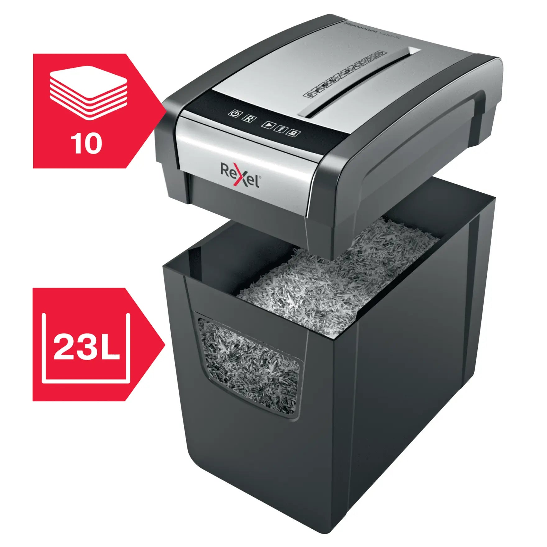 Rexel Momentum X410-SL Up to 10 Sheets P-4 23L Cross Cut Home & Small Office Shredder