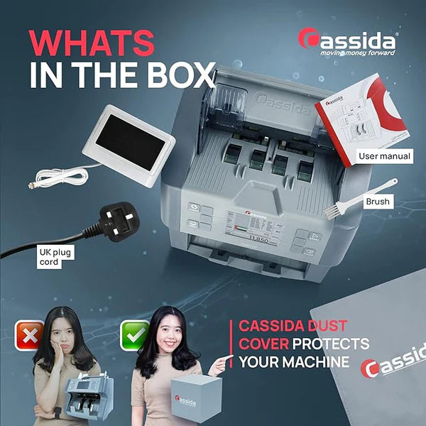 Cassida Neo Max 2-Pocket 30 Multi-Currency Mix Value With LCD Touch Screen & Built-in Printer Money Sorter & Counting Machine