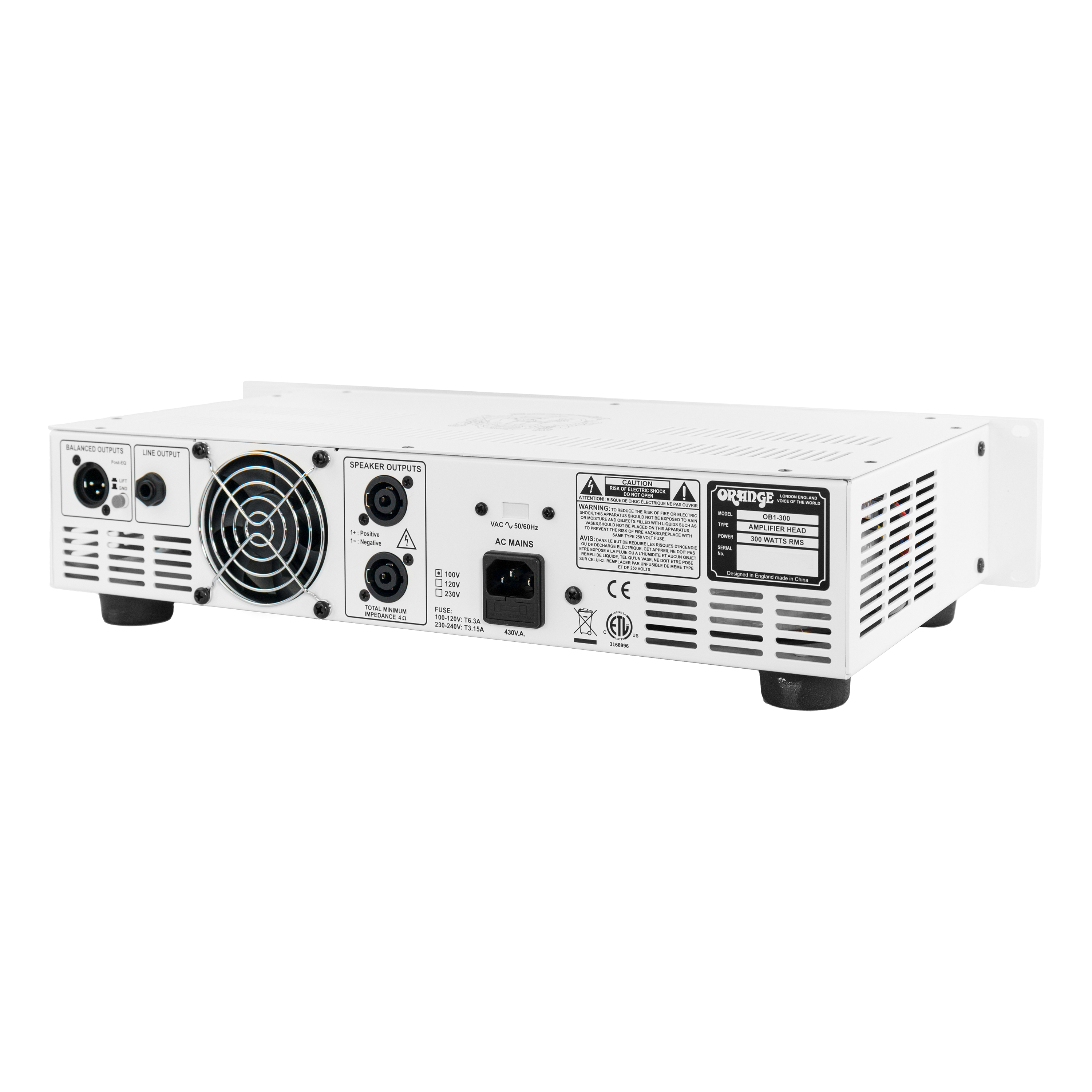Orange OB1-300 300W Class A/B With Blend Overdrive Circuit, Active EQ & XLR DI Output Bass Head Amplifier