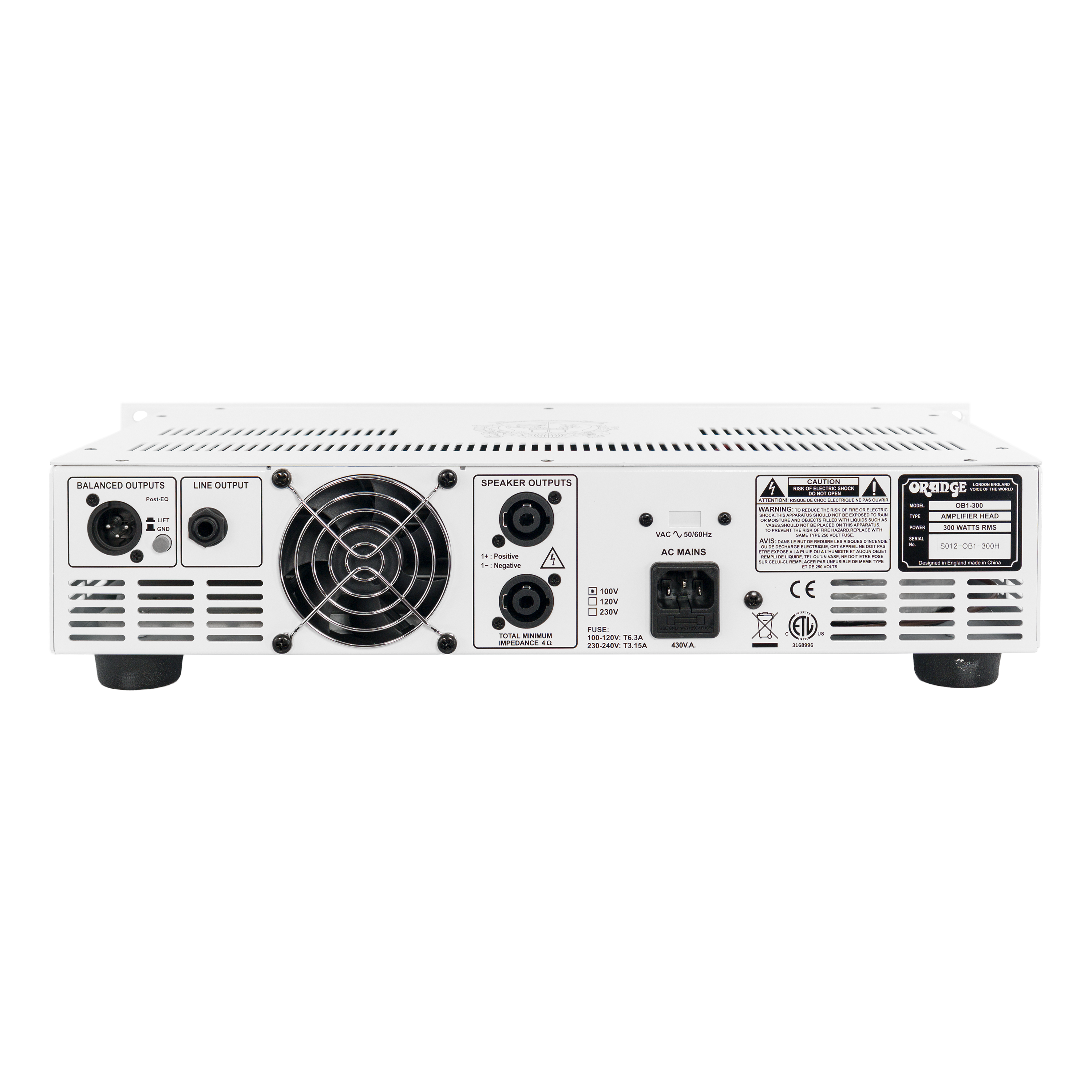 Orange OB1-300 300W Class A/B With Blend Overdrive Circuit, Active EQ & XLR DI Output Bass Head Amplifier