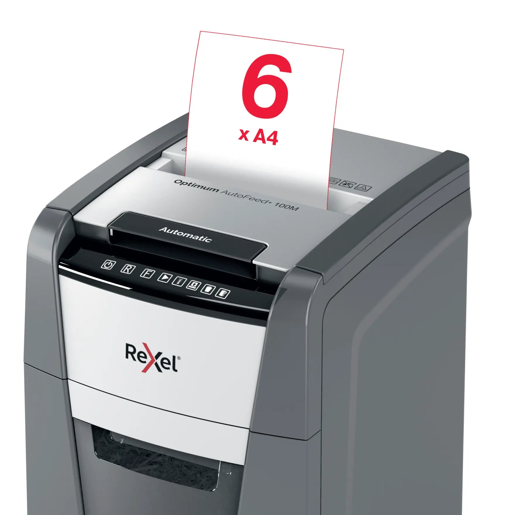 Rexel Optimum AutoFeed+ 100M Up to 100 Sheets P-5 34L Micro Cut Office Shredder