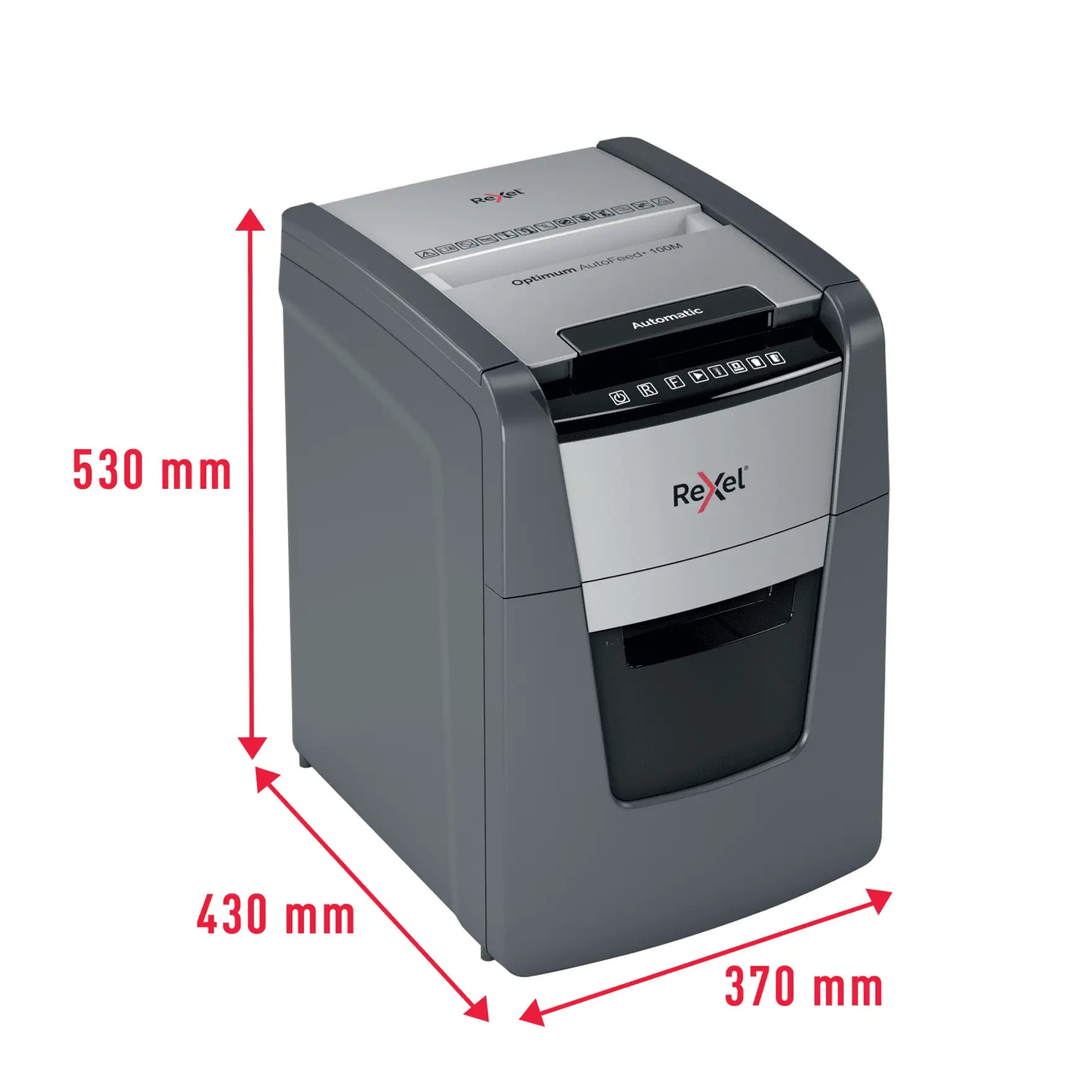 Rexel Optimum AutoFeed+ 100M Up to 100 Sheets P-5 34L Micro Cut Office Shredder