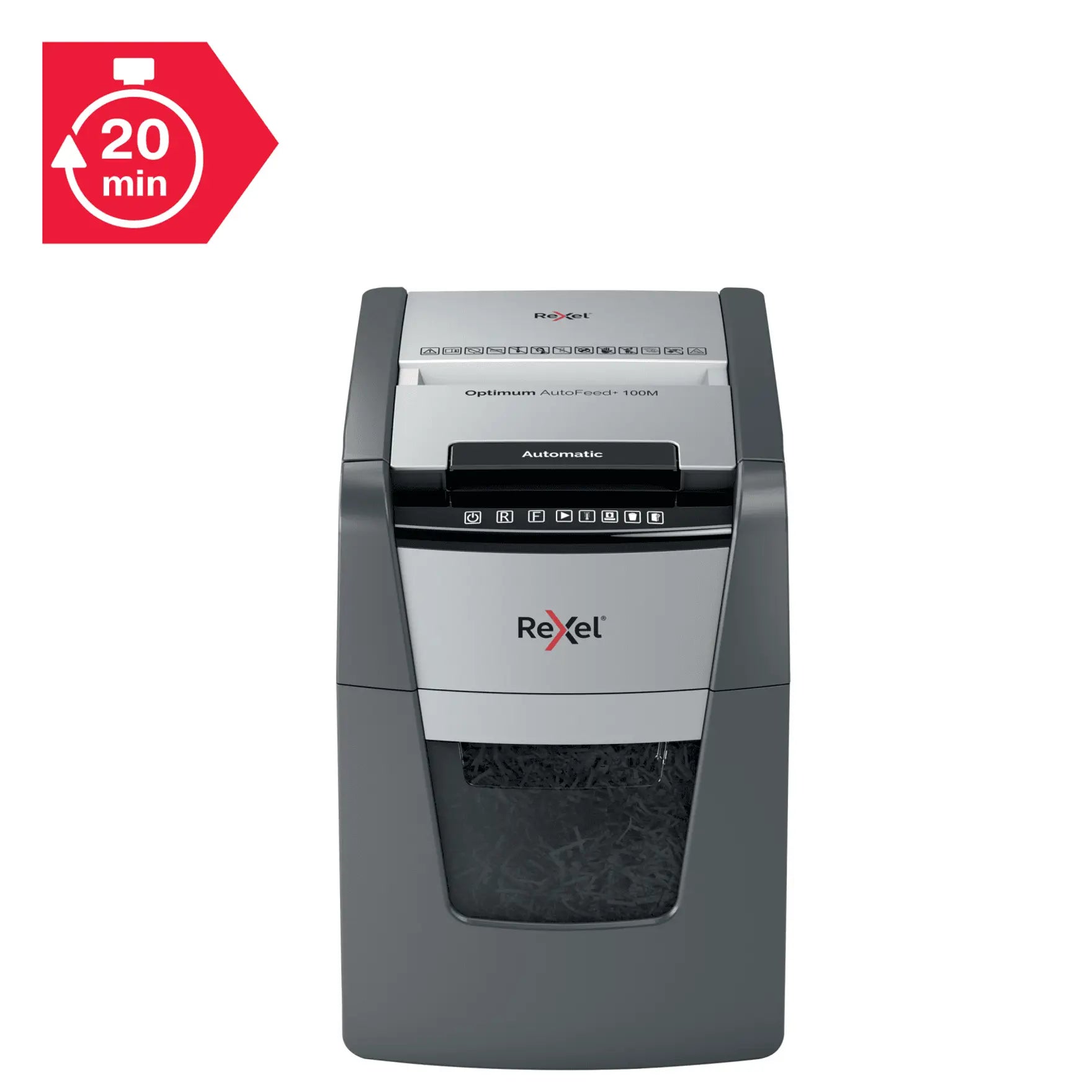 Rexel Optimum AutoFeed+ 100M Up to 100 Sheets P-5 34L Micro Cut Office Shredder