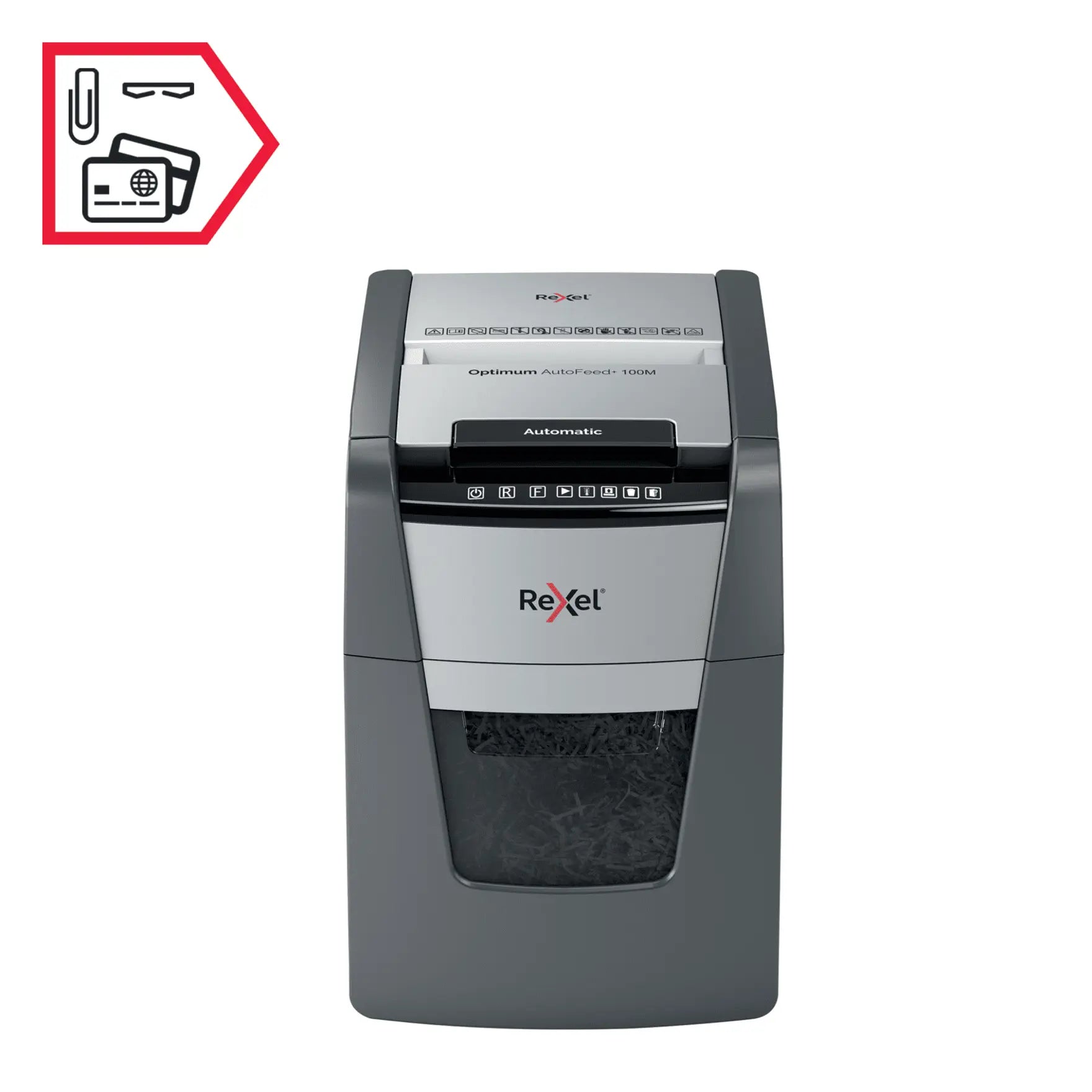 Rexel Optimum AutoFeed+ 100M Up to 100 Sheets P-5 34L Micro Cut Office Shredder