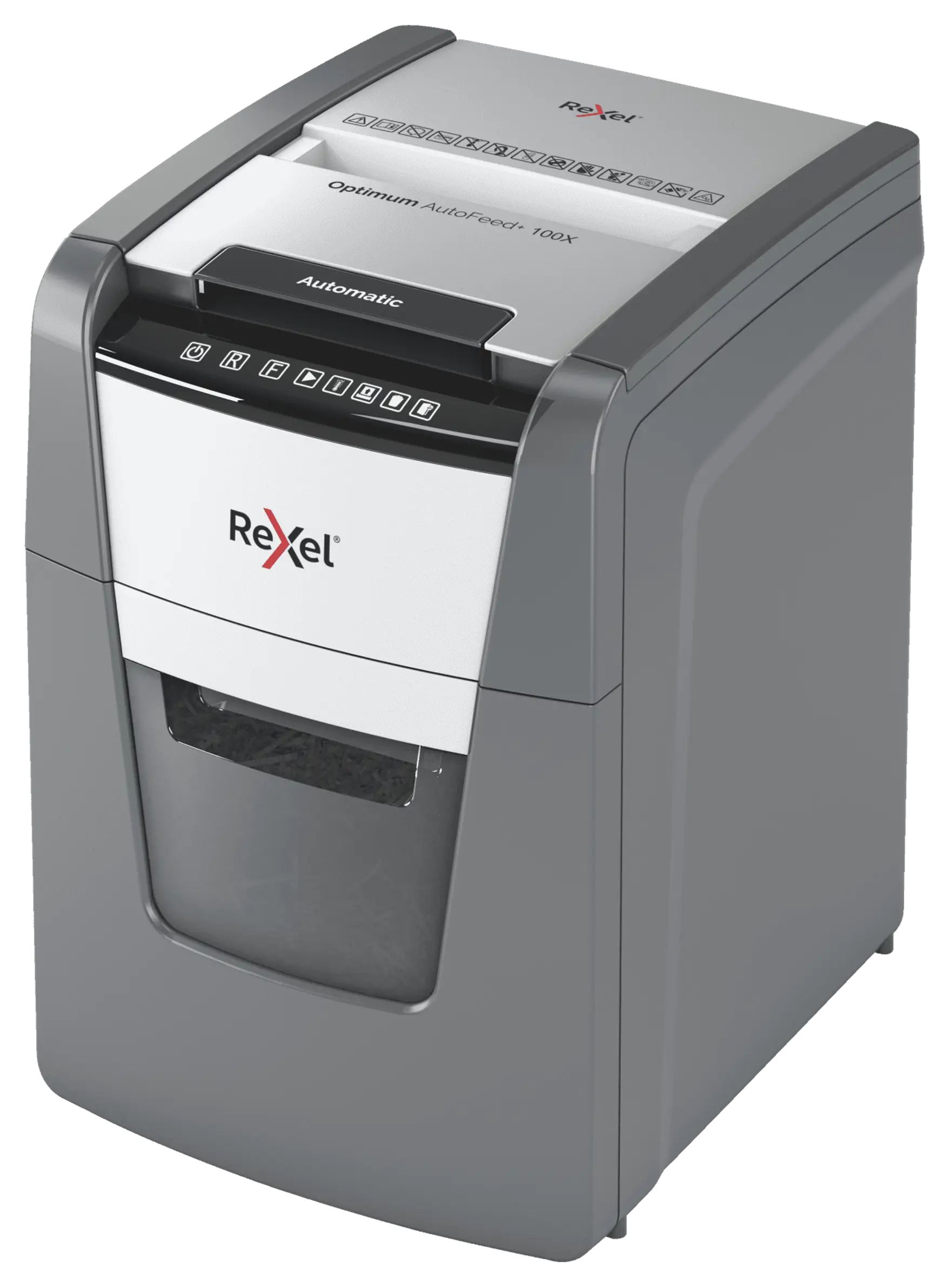 Rexel Optimum AutoFeed+ 100X Up to 100 Sheets P-4 34L Cross Cut Office Shredder