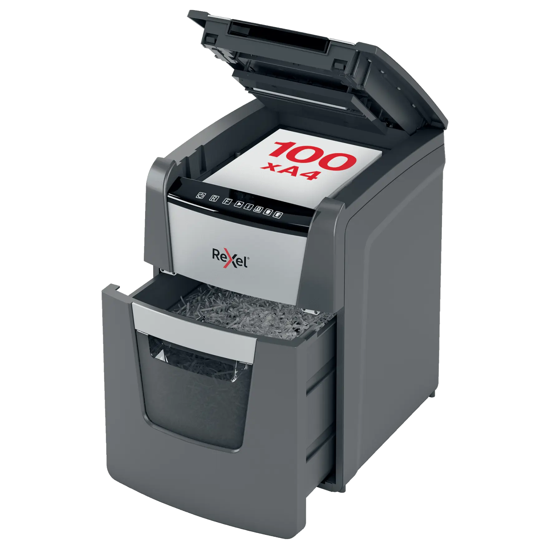 Rexel Optimum AutoFeed+ 100X Up to 100 Sheets P-4 34L Cross Cut Office Shredder