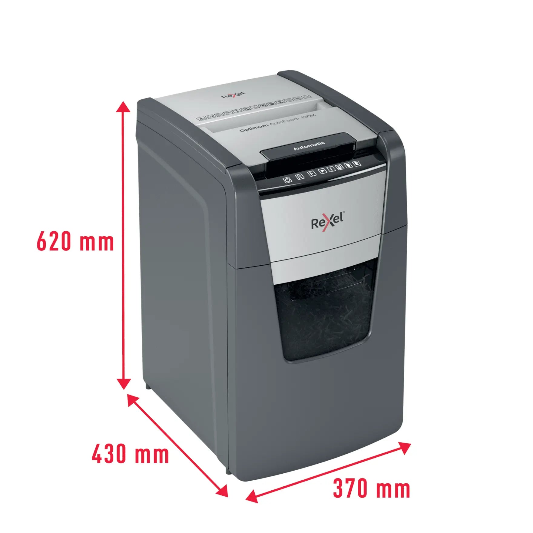 Rexel Optimum AutoFeed+ 150M Up to 150 Sheets P-5 44L Micro Cut Office Shredder