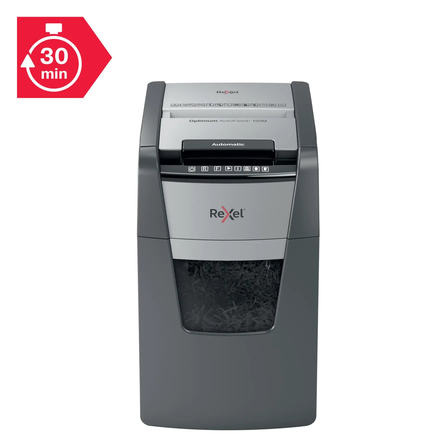 Rexel Optimum AutoFeed+ 150M Up to 150 Sheets P-5 44L Micro Cut Office Shredder