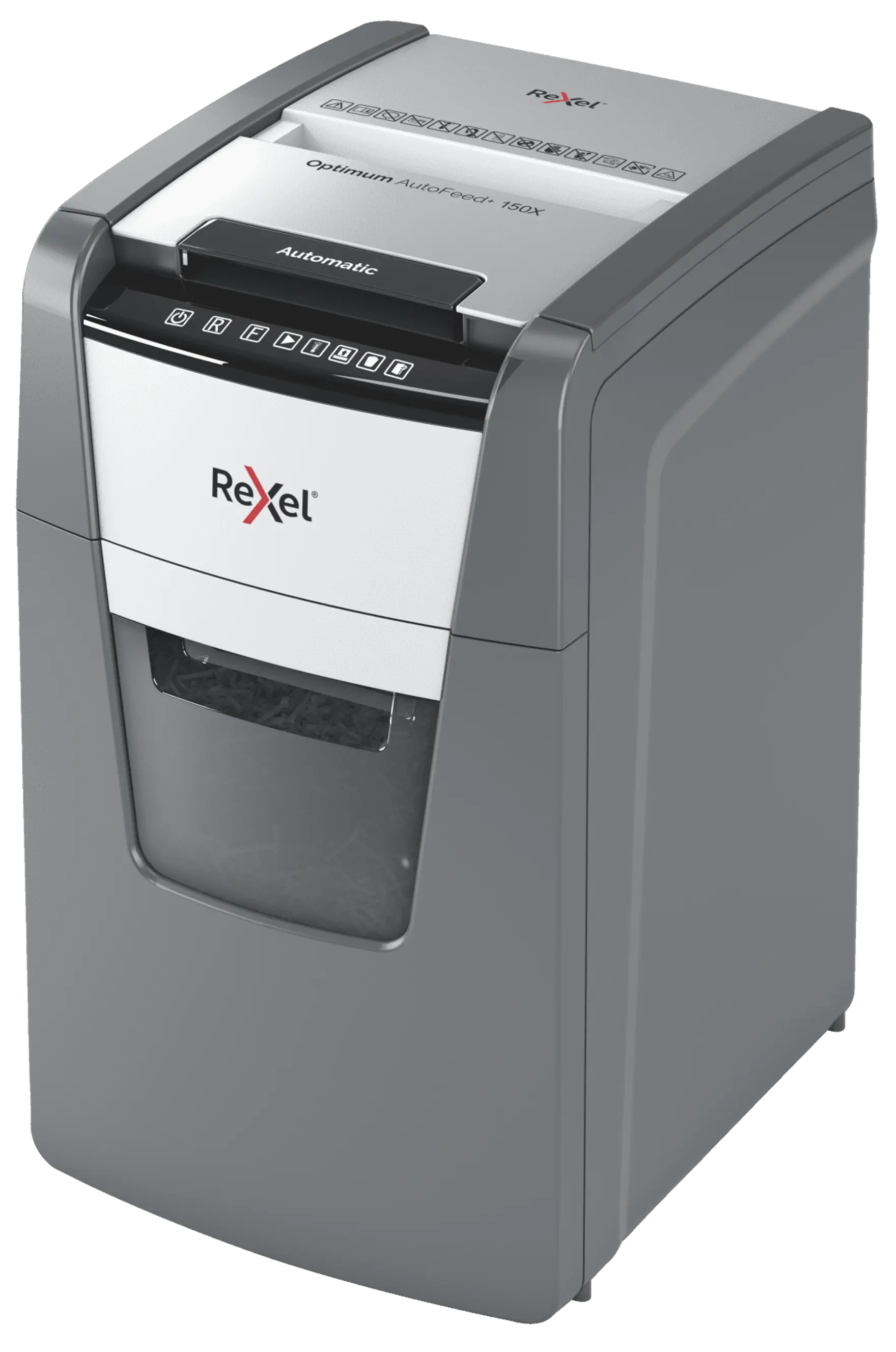 Rexel Optimum AutoFeed+ 150X Up to 150 Sheets P-4 44L Cross Cut Office Shredder