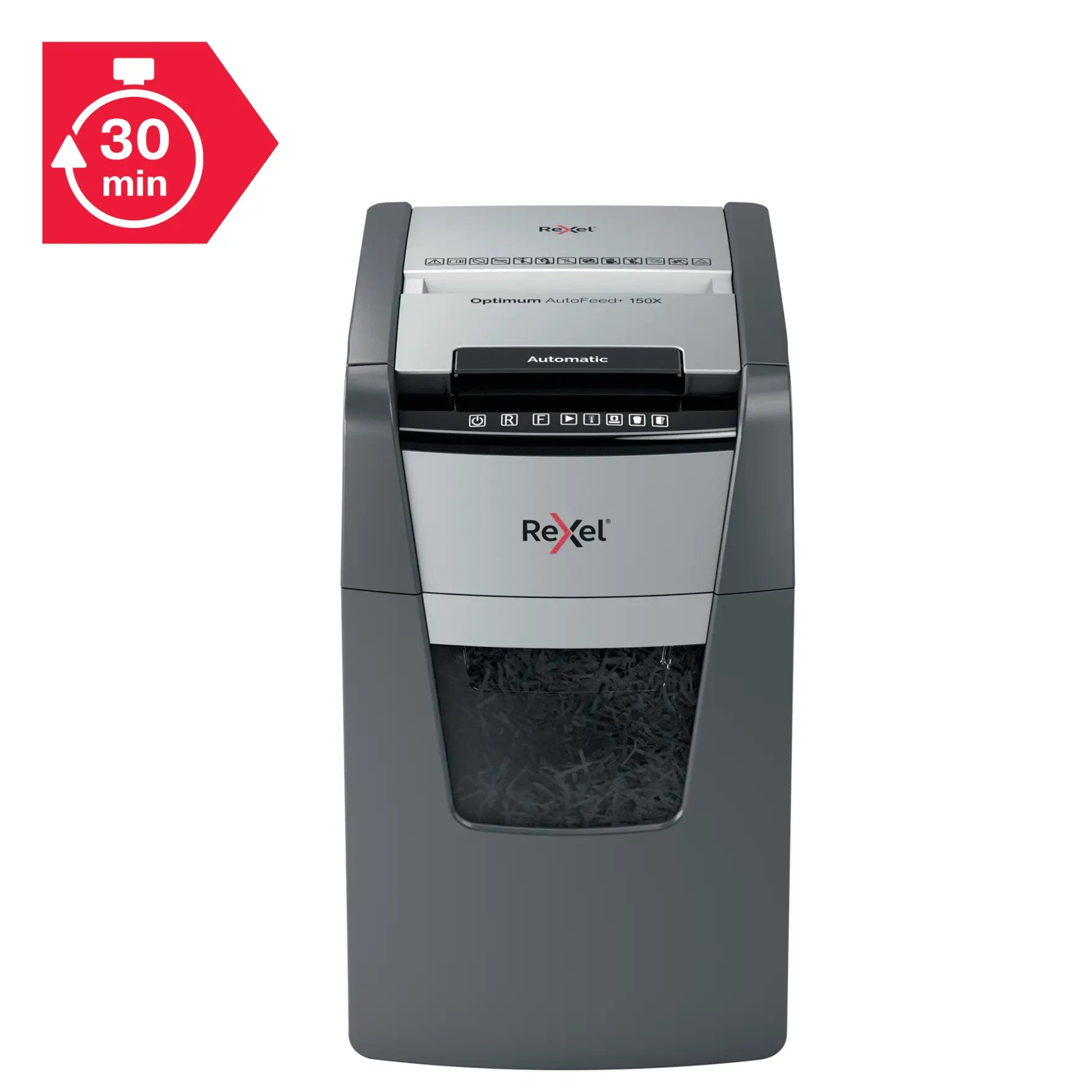 Rexel Optimum AutoFeed+ 150X Up to 150 Sheets P-4 44L Cross Cut Office Shredder