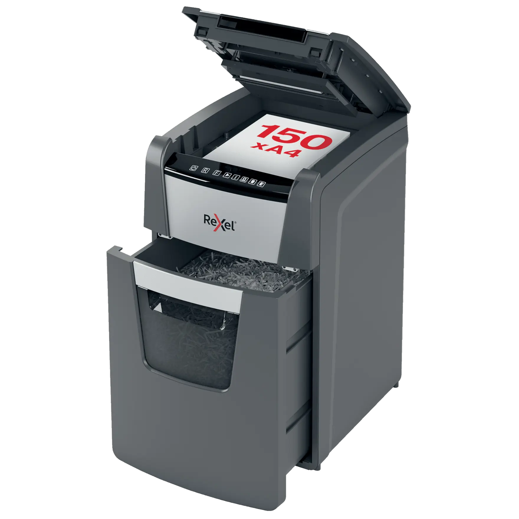 Rexel Optimum AutoFeed+ 150X Up to 150 Sheets P-4 44L Cross Cut Office Shredder