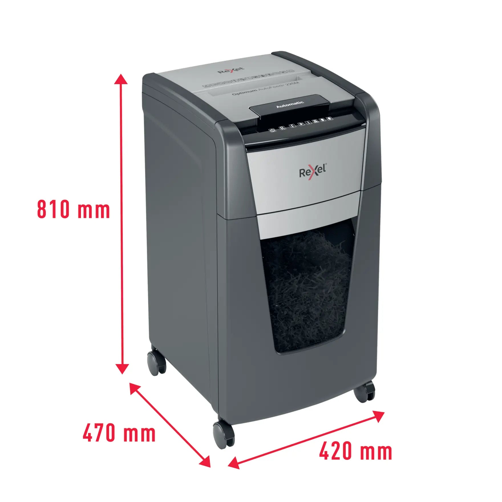Rexel Optimum AutoFeed+ 225M Up to 225 Sheets P-5 60L Micro Cut Office Shredder