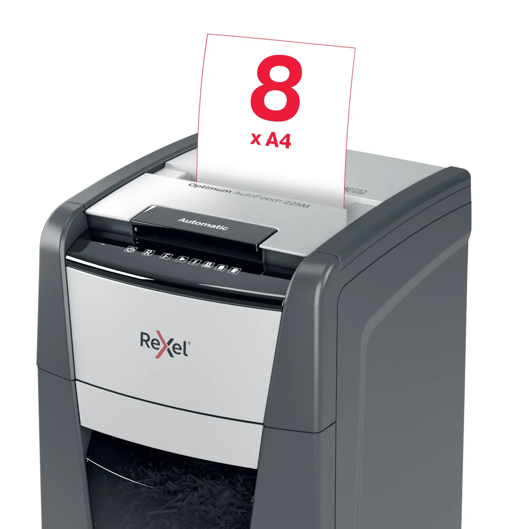 Rexel Optimum AutoFeed+ 225M Up to 225 Sheets P-5 60L Micro Cut Office Shredder