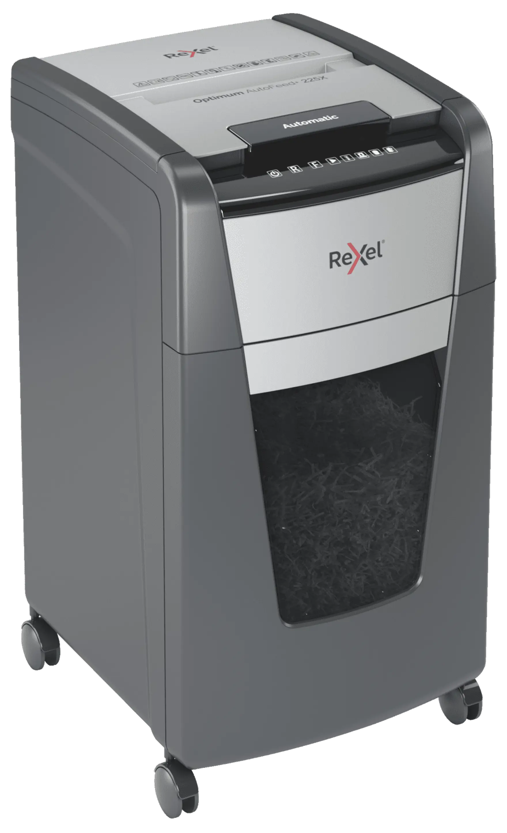 Rexel Optimum AutoFeed+ 225X Up to 225 Sheets P-4 60L Cross Cut Office Shredder