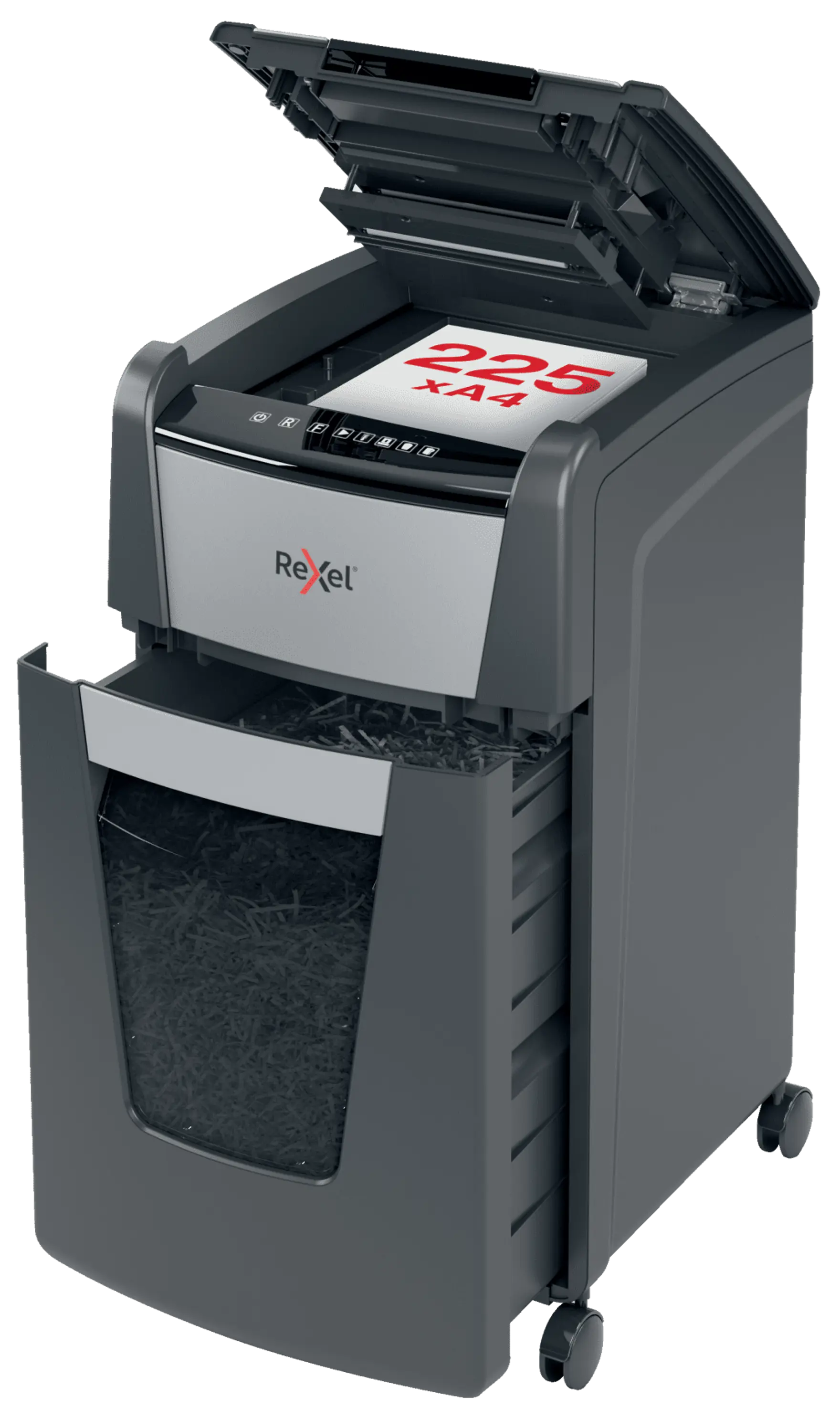 Rexel Optimum AutoFeed+ 225X Up to 225 Sheets P-4 60L Cross Cut Office Shredder