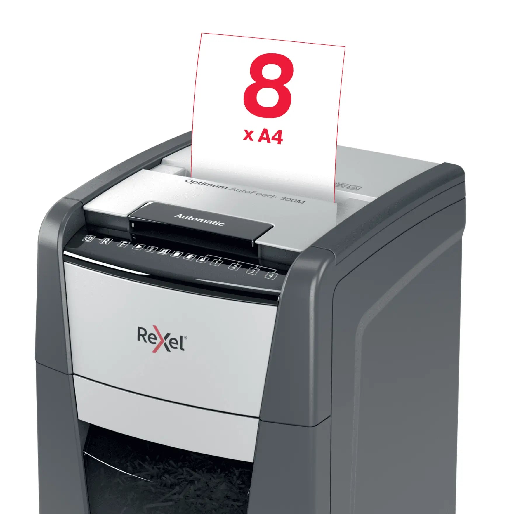 Rexel Optimum AutoFeed+ 300M Up to 300 Sheets P-5 60L Micro Cut Office Shredder