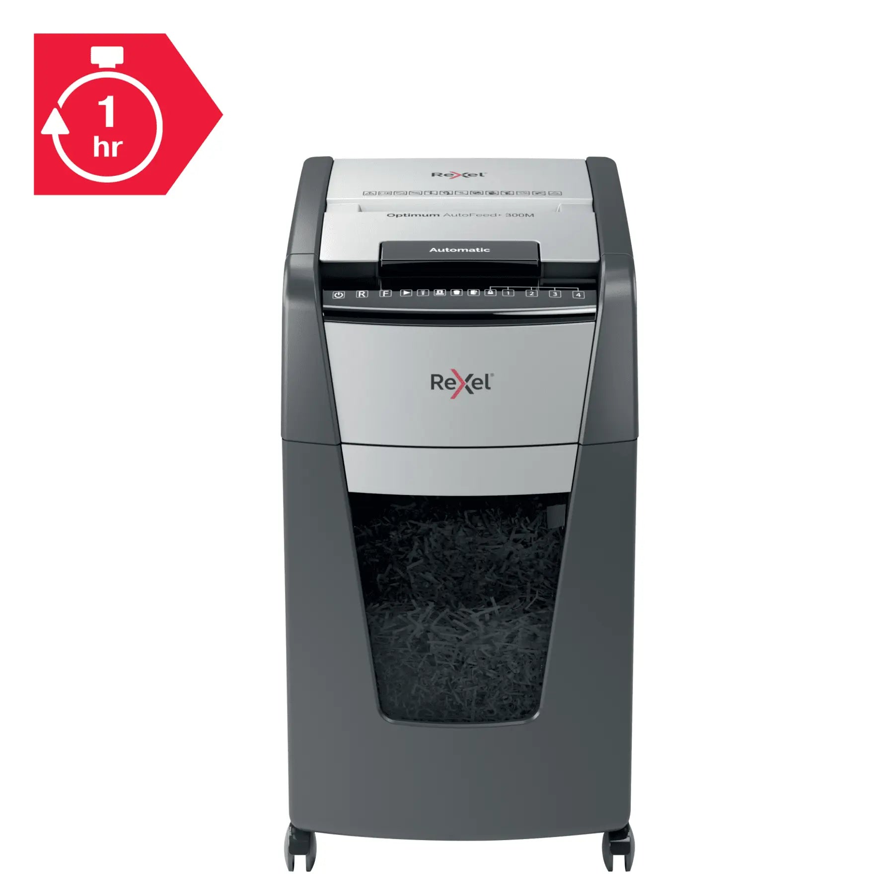 Rexel Optimum AutoFeed+ 300M Up to 300 Sheets P-5 60L Micro Cut Office Shredder
