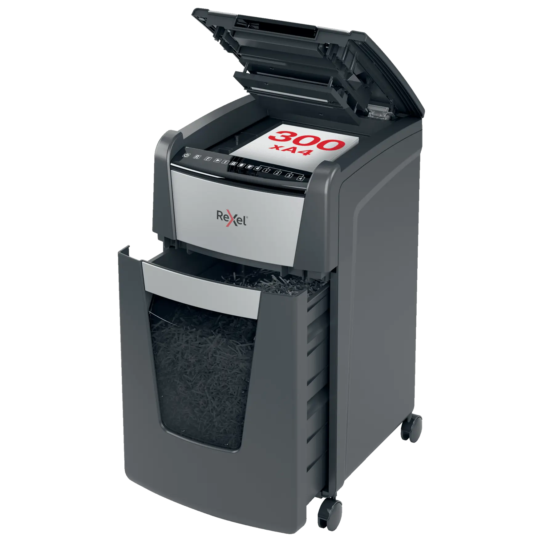 Rexel Optimum AutoFeed+ 300X Up to 300 Sheets P-4 60L Cross Cut Office Shredder