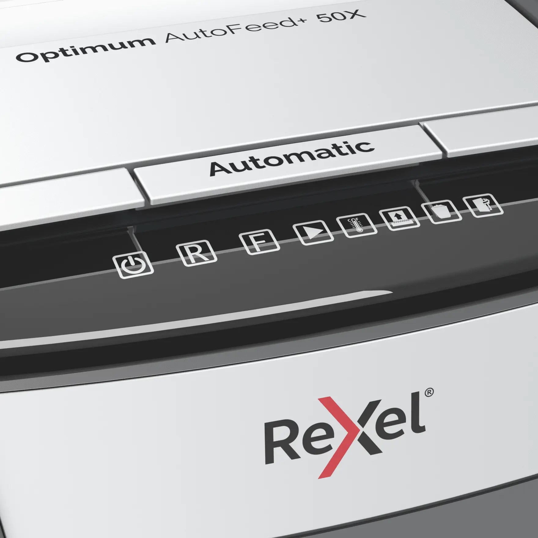 Rexel Optimum AutoFeed+ 50X Up to 50 Sheets P-4 20L Cross Cut Office Shredder