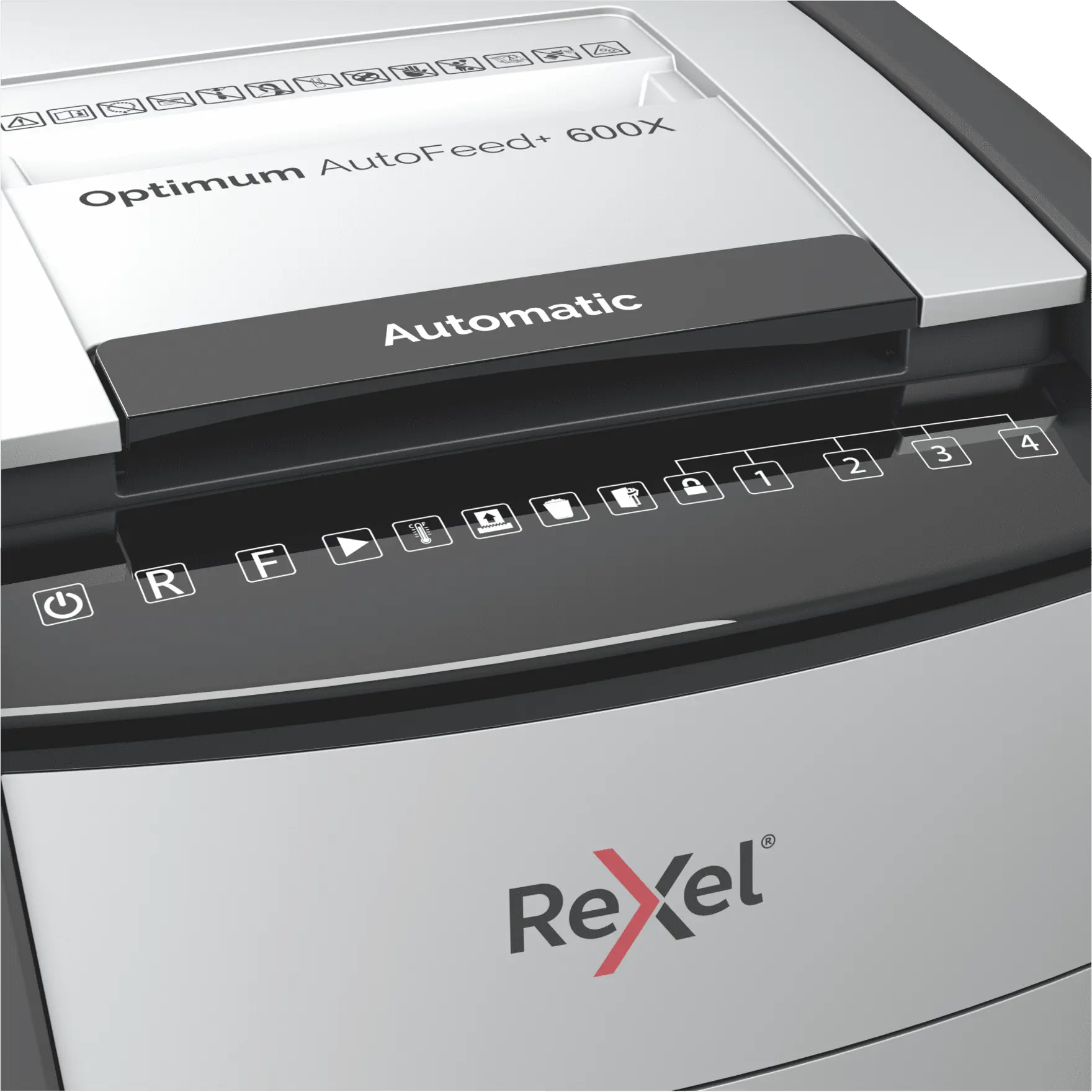 Rexel Optimum AutoFeed+ 600X Up to 600 Sheets P-4 110L Cross Cut Office Shredder
