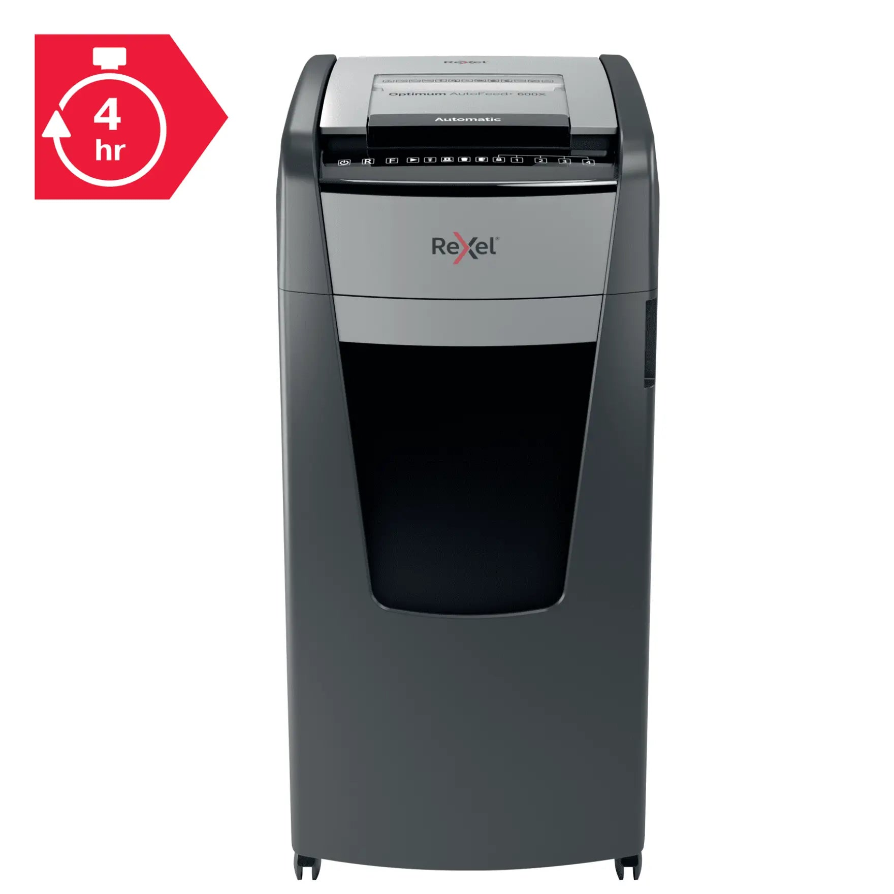 Rexel Optimum AutoFeed+ 600X Up to 600 Sheets P-4 110L Cross Cut Office Shredder