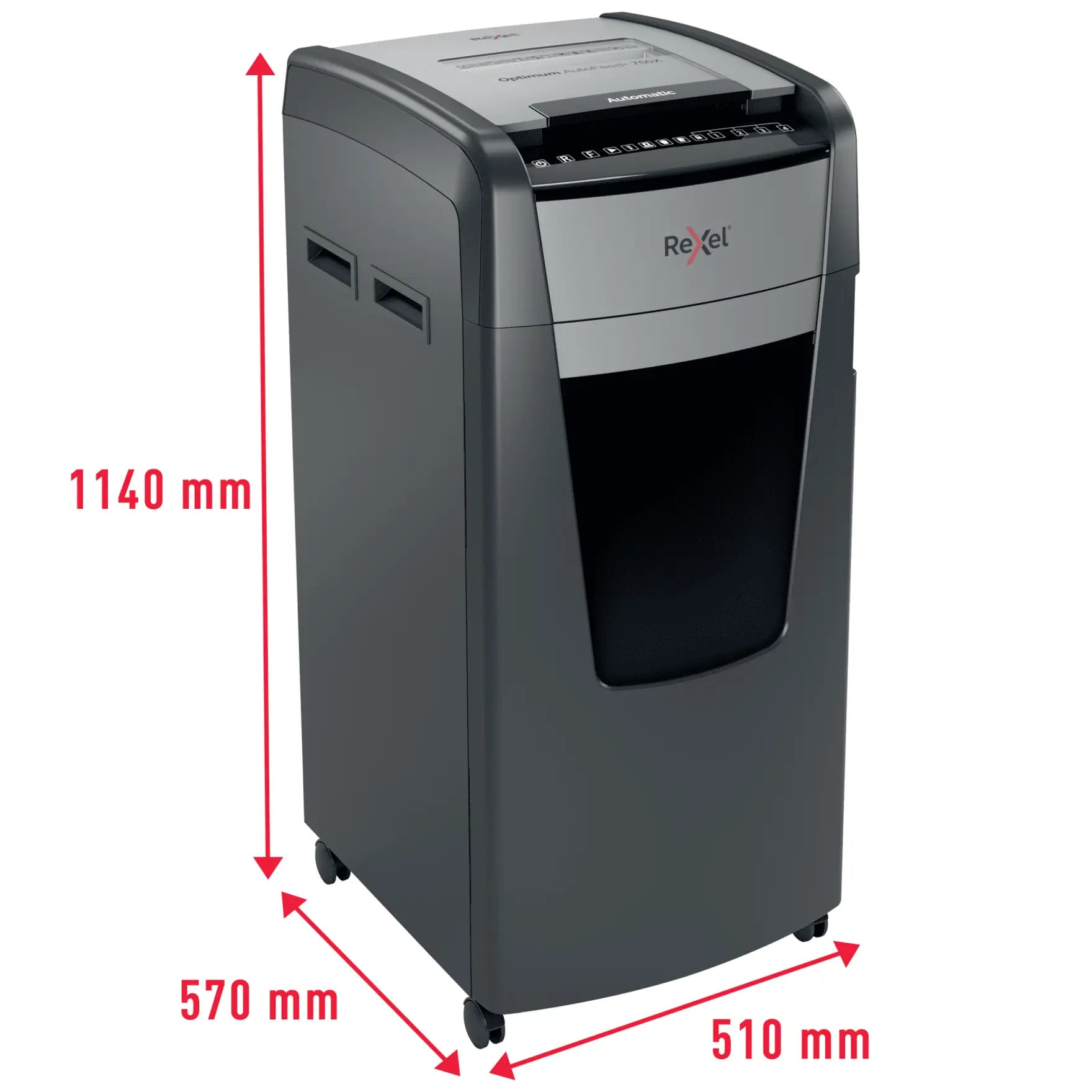 Rexel Optimum AutoFeed+ 750M Up to 750 Sheets P-5 140L Micro Cut Office Shredder